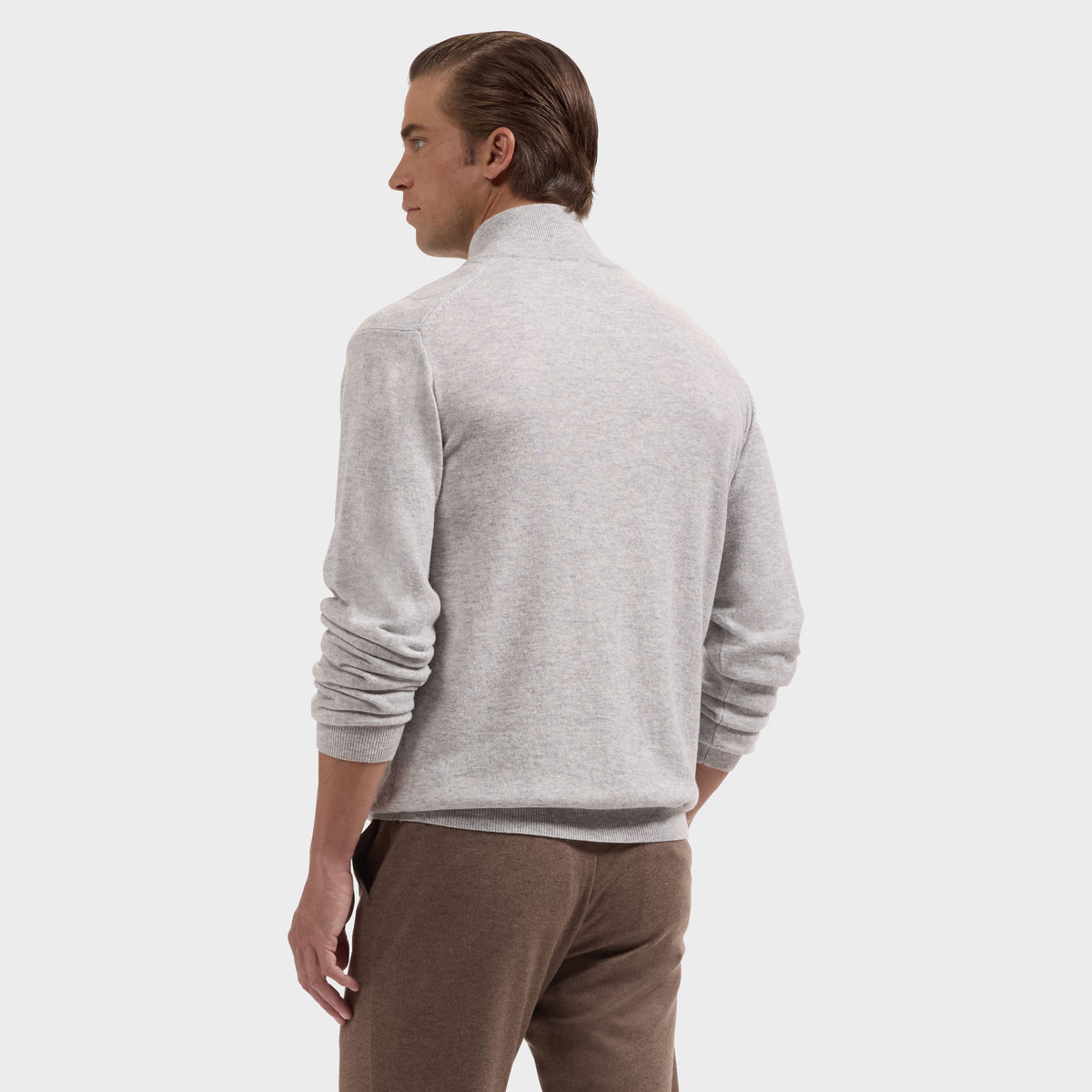 Braided Chevron Quarter-Zip Sweater