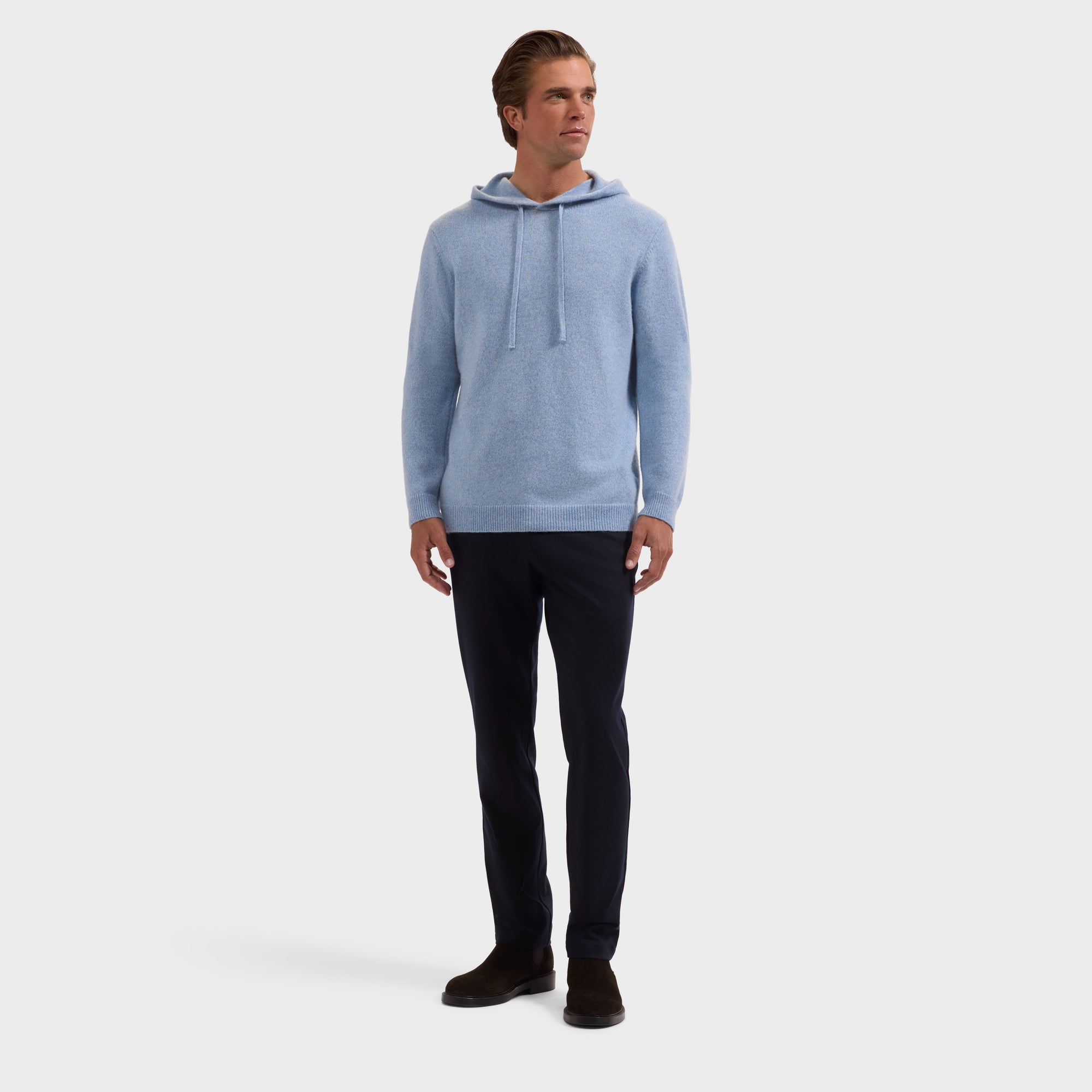 Melange Cashmere & Silk Hoodie Sweater