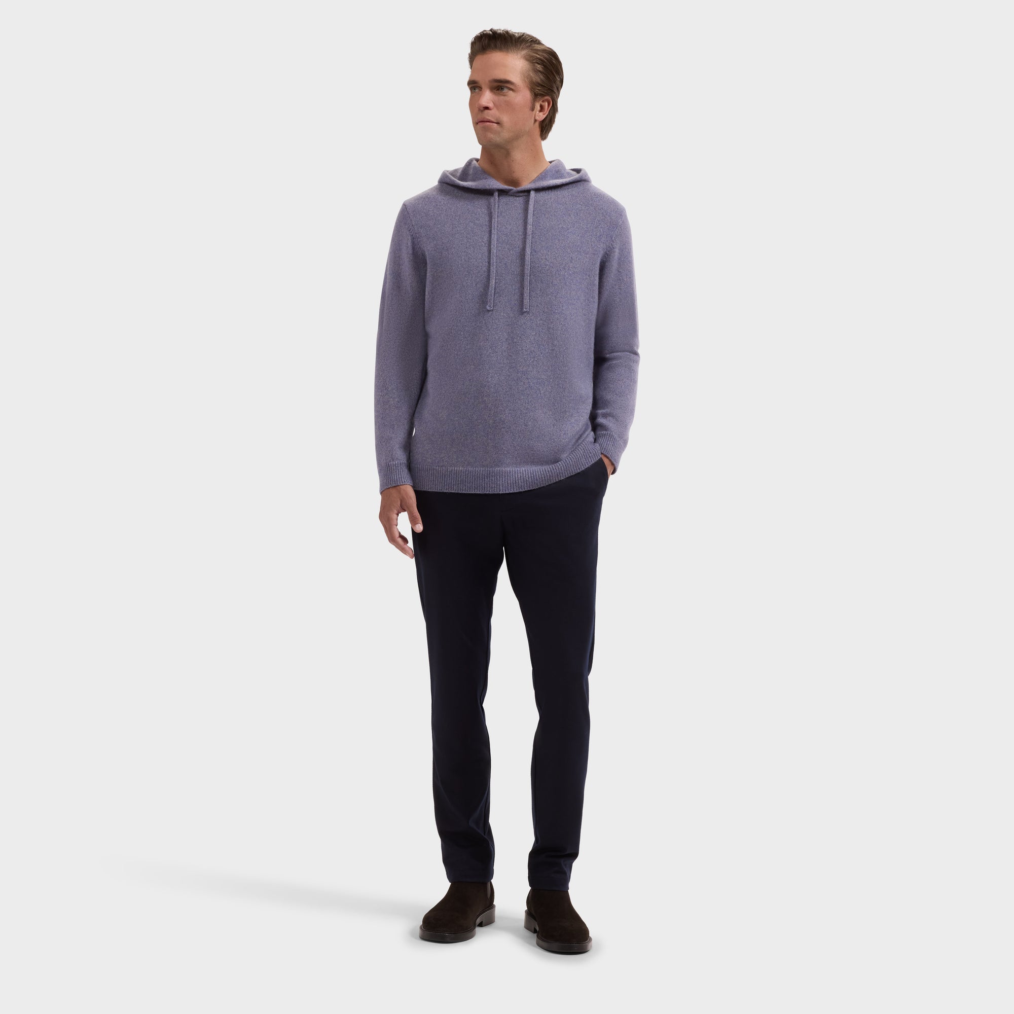 Melange Cashmere & Silk Hoodie Sweater