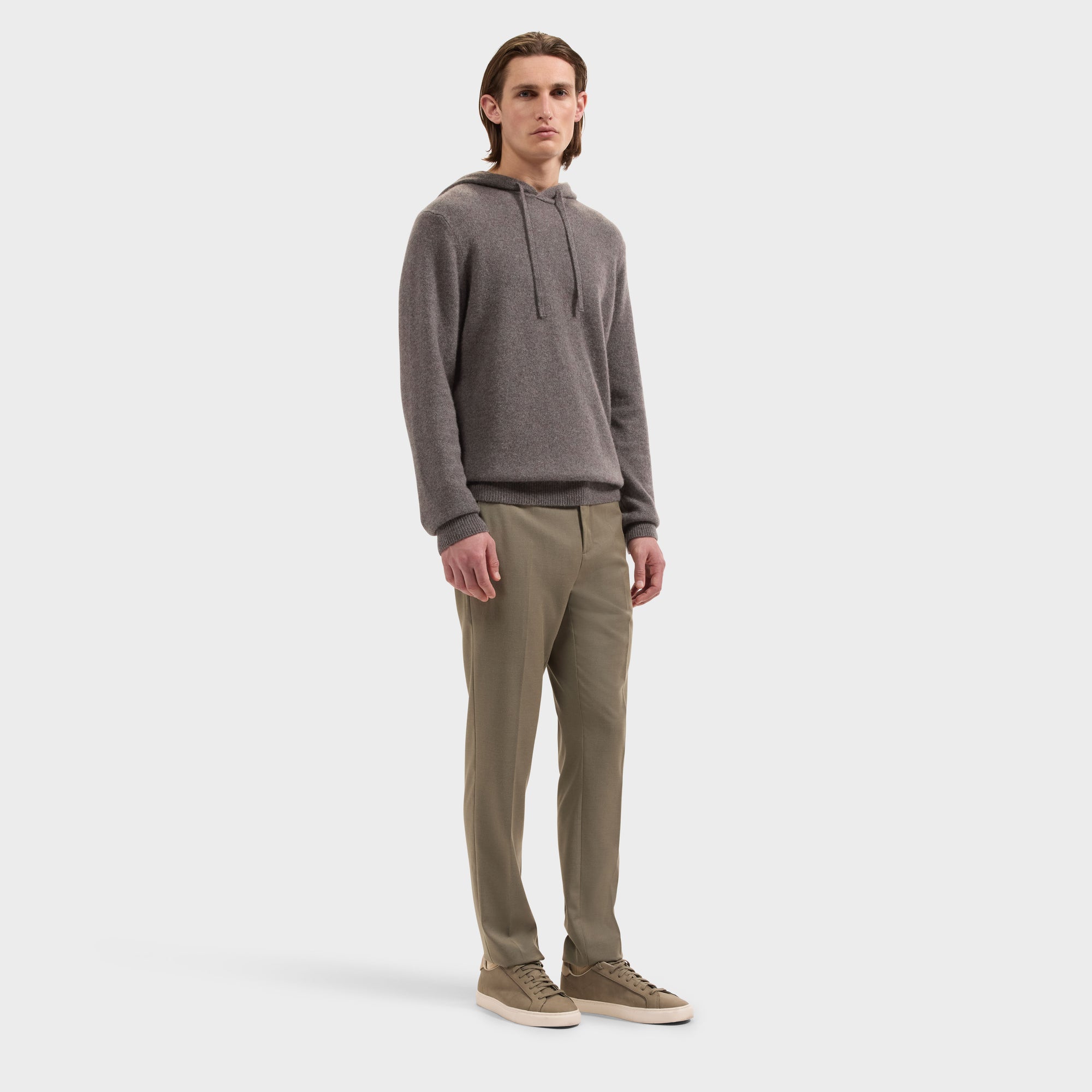 Melange Cashmere & Silk Hoodie Sweater