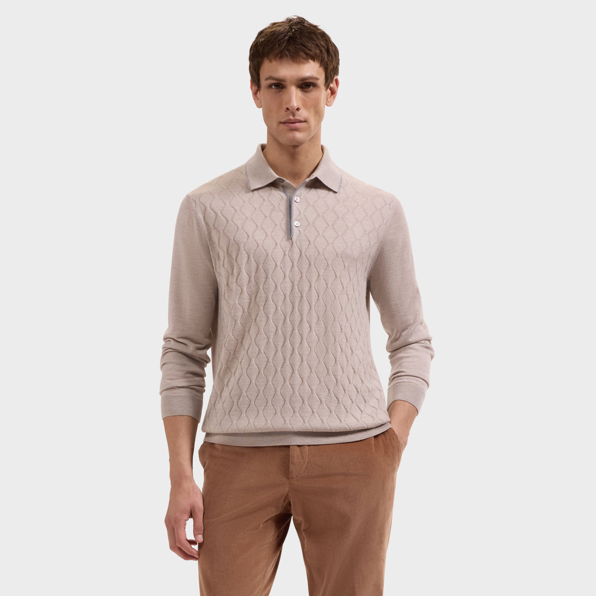 Diamond Merino & Silk Polo Sweater