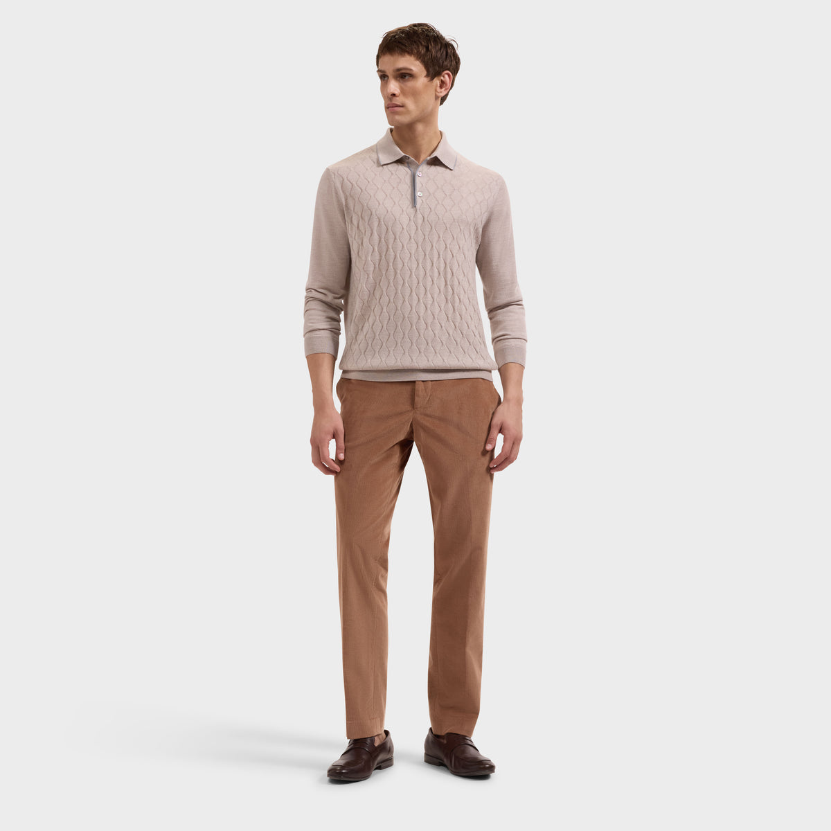 Diamond Merino & Silk Polo Sweater