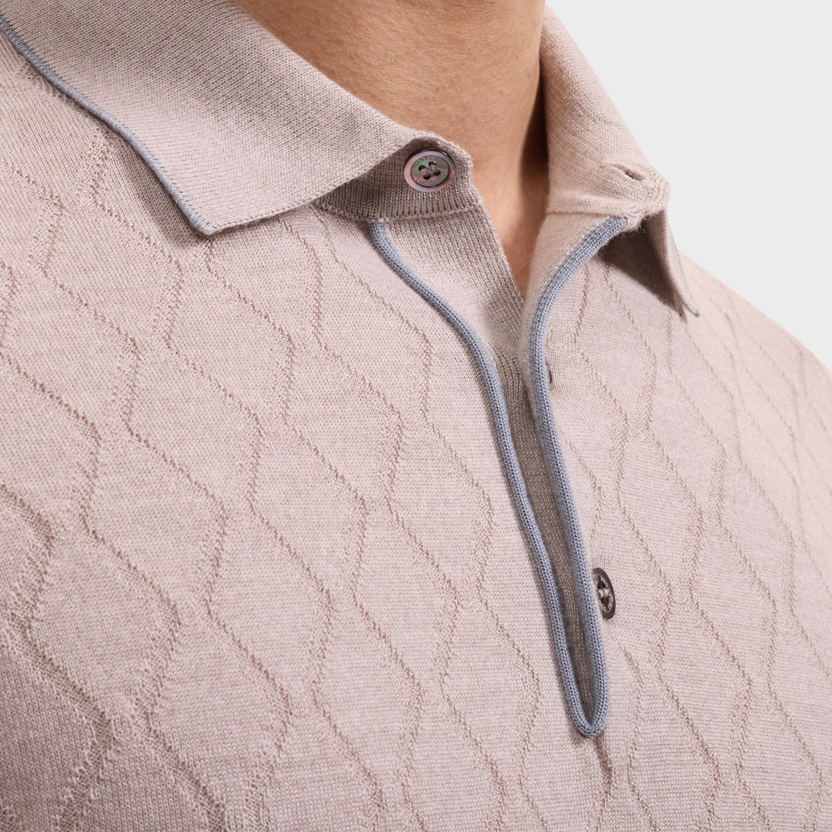 Diamond Merino & Silk Polo Sweater