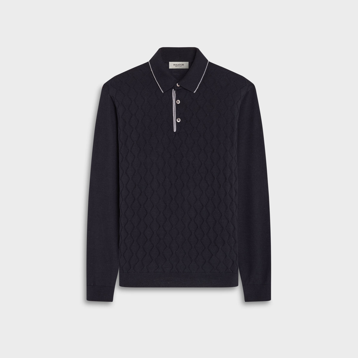 Diamond Merino & Silk Polo Sweater