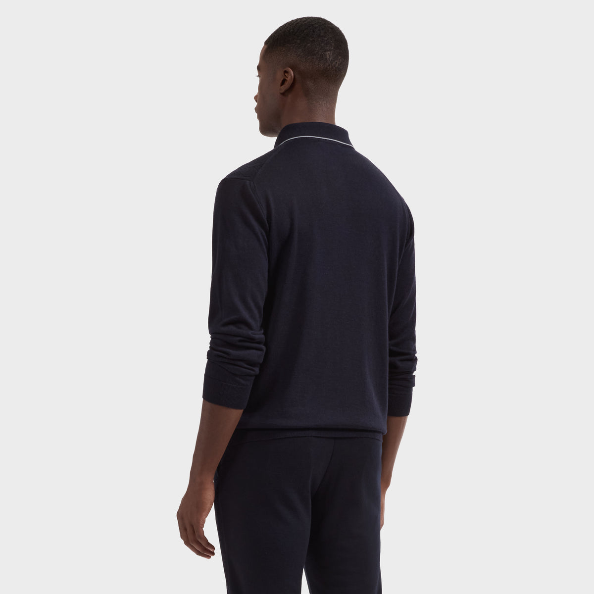 Diamond Merino & Silk Polo Sweater
