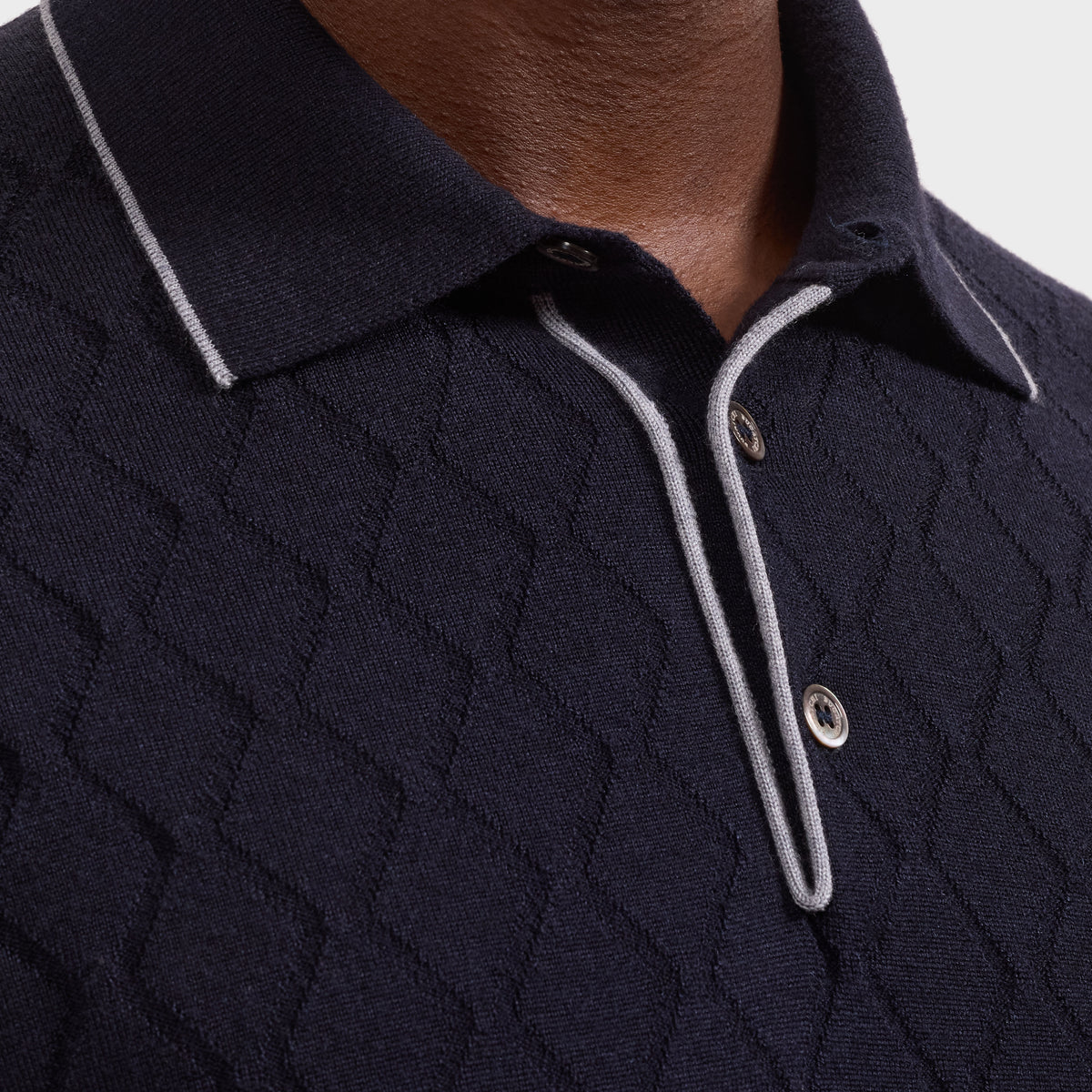Diamond Merino & Silk Polo Sweater