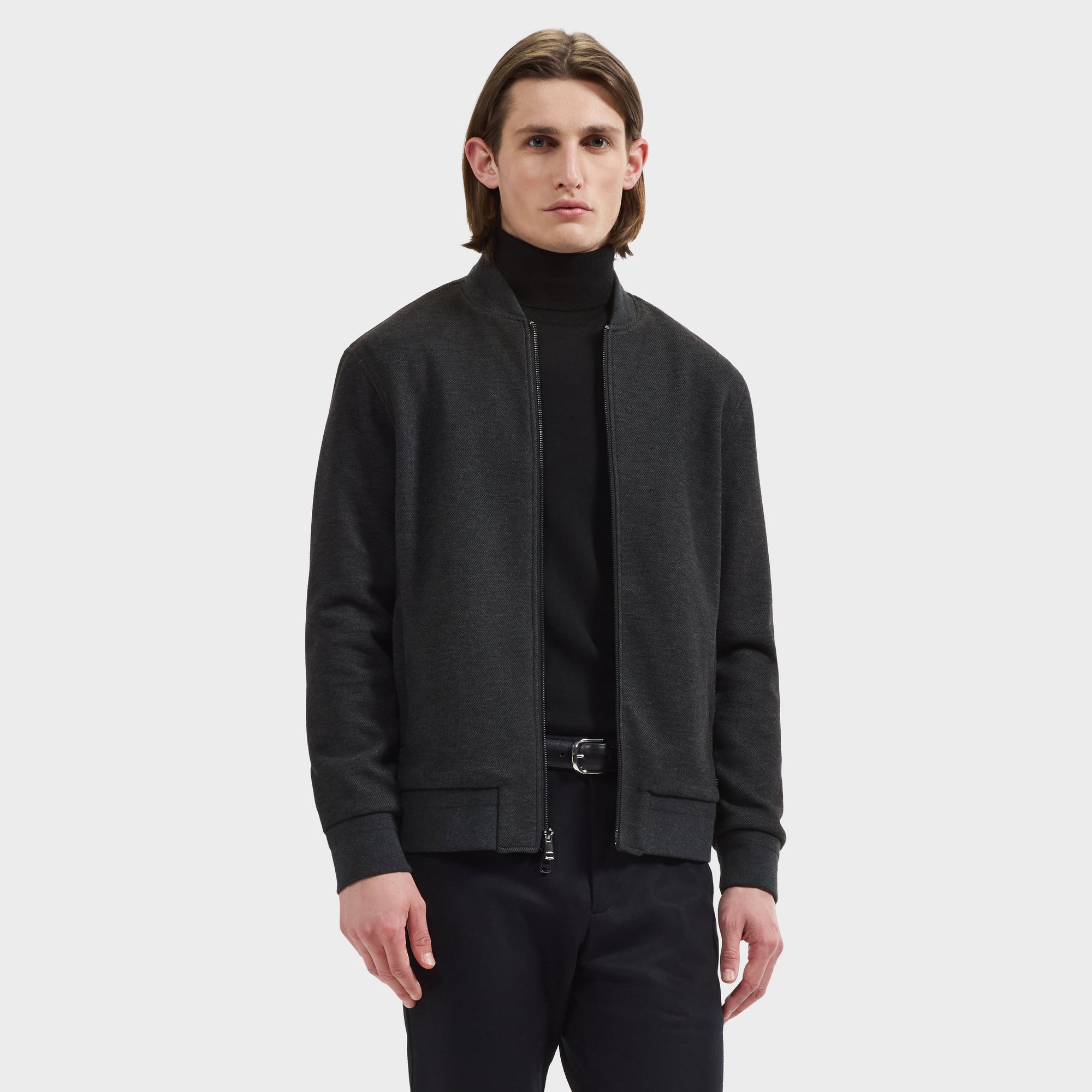Textured Knit Bomber Jacket