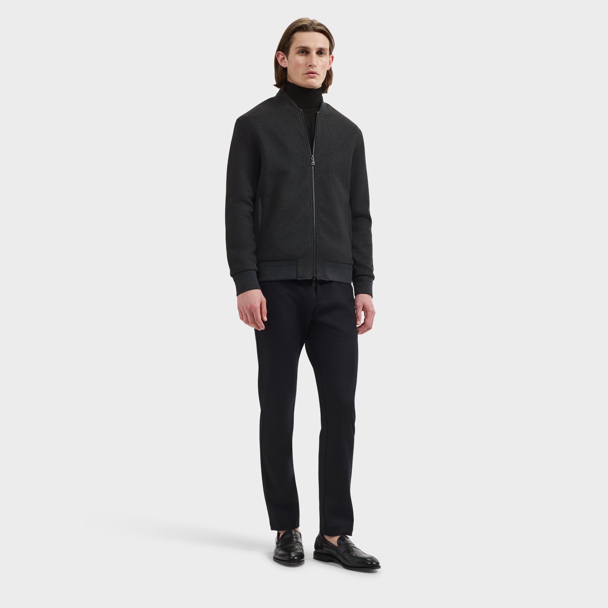 Textured Knit Bomber Jacket