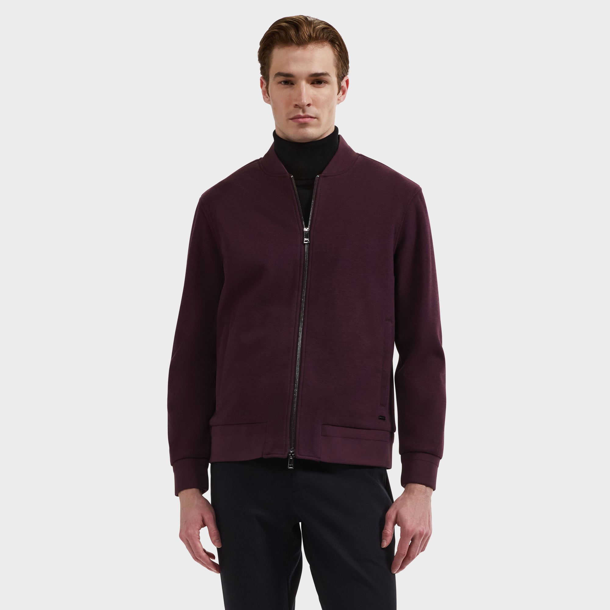 Textured Knit Bomber Jacket