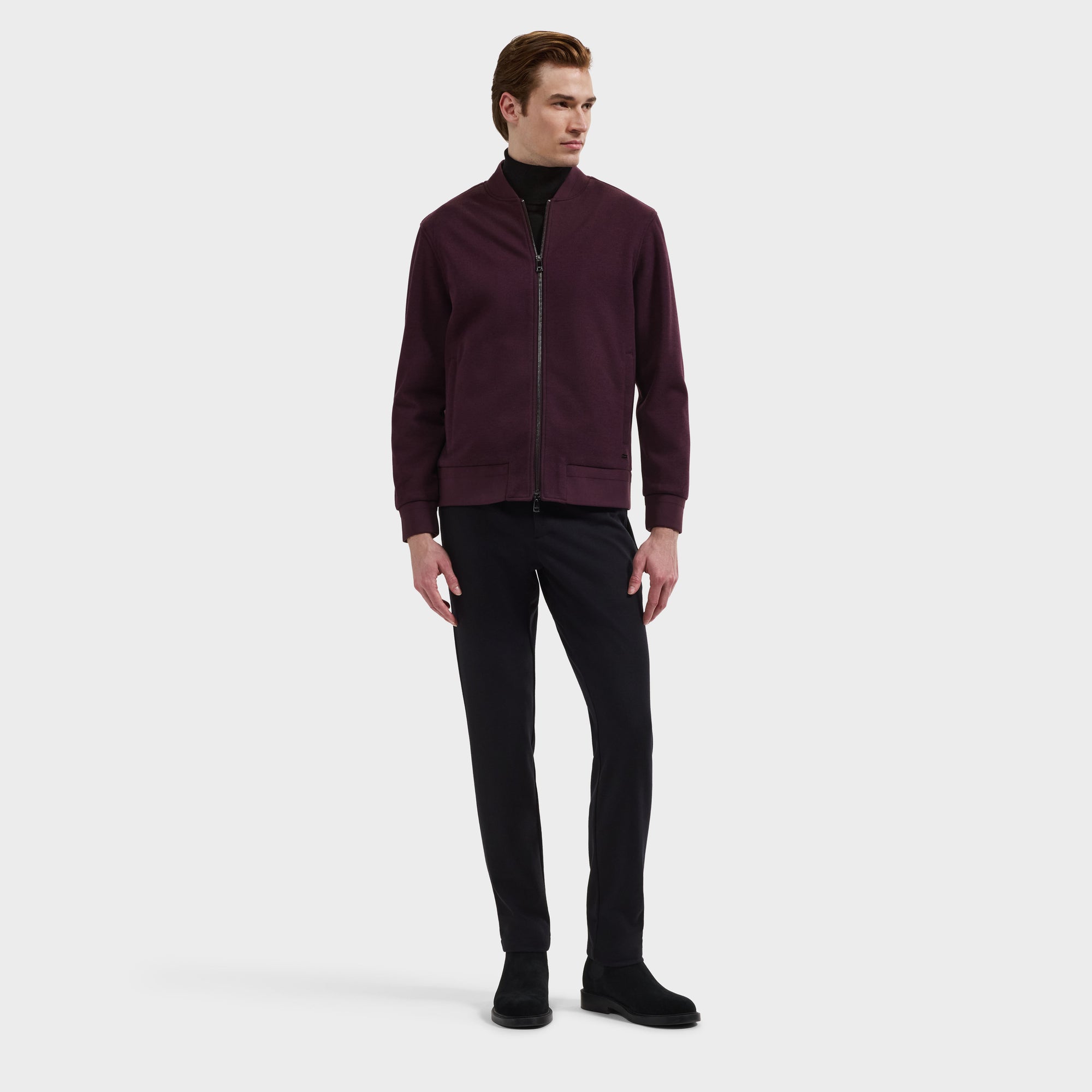 Textured Knit Bomber Jacket