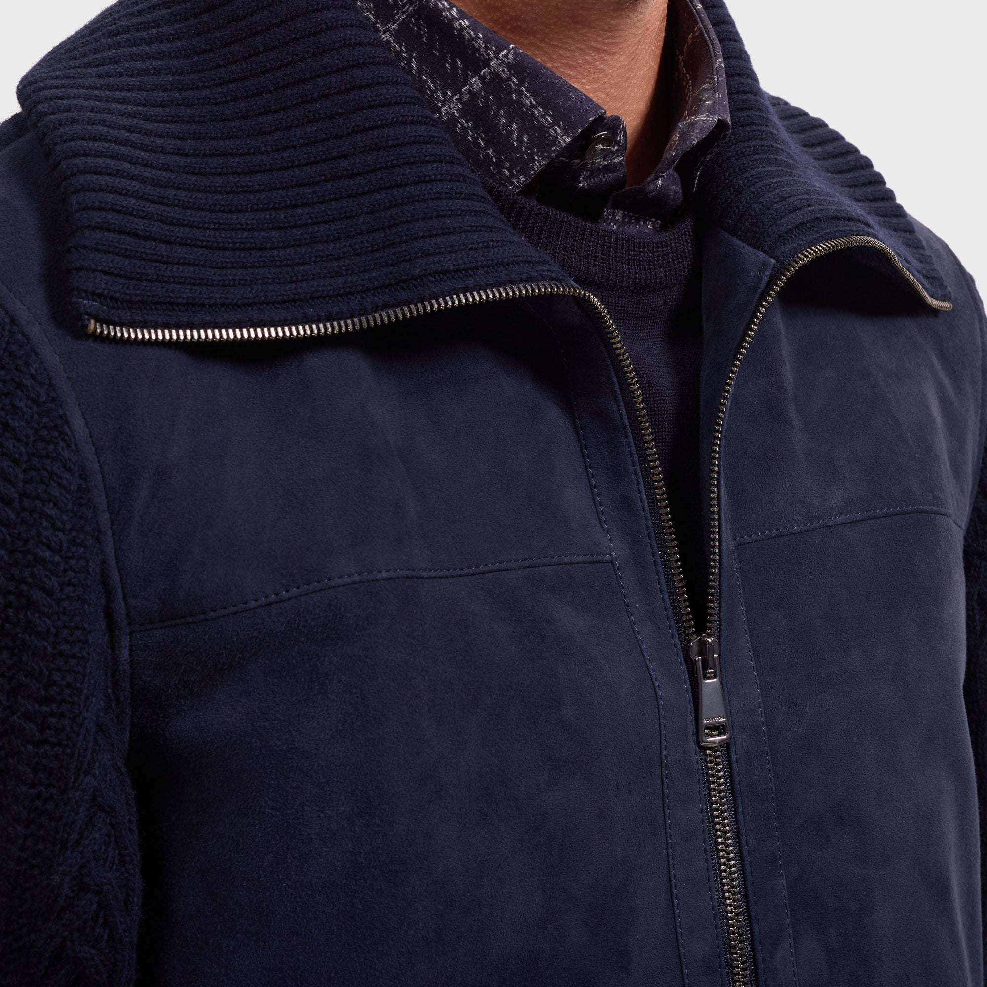 Suede & Cable Knit Hybrid Jacket