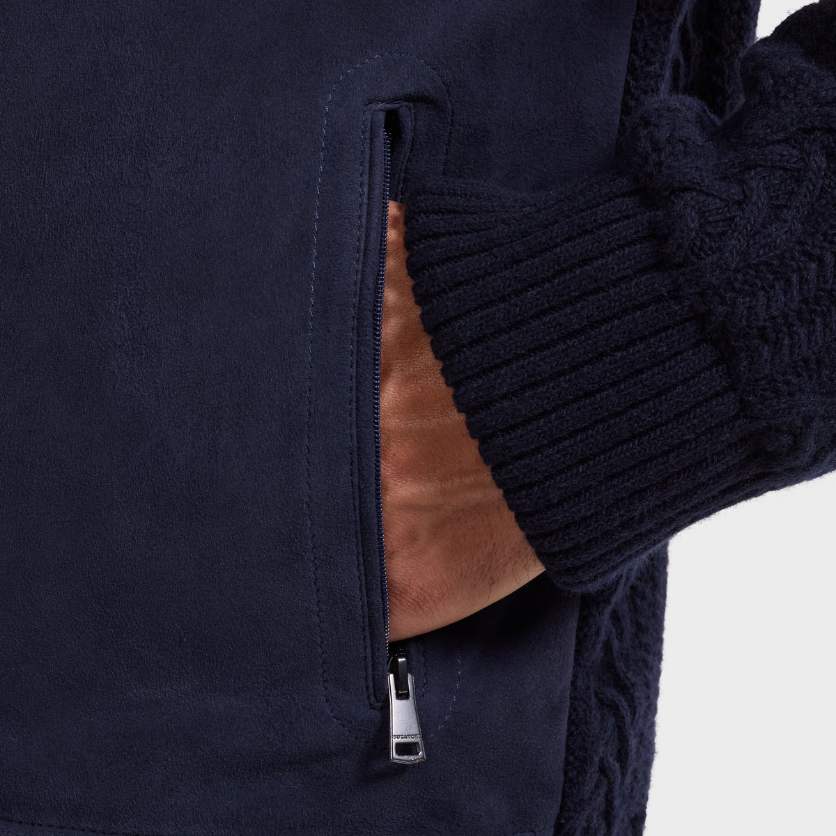 Suede & Cable Knit Hybrid Jacket