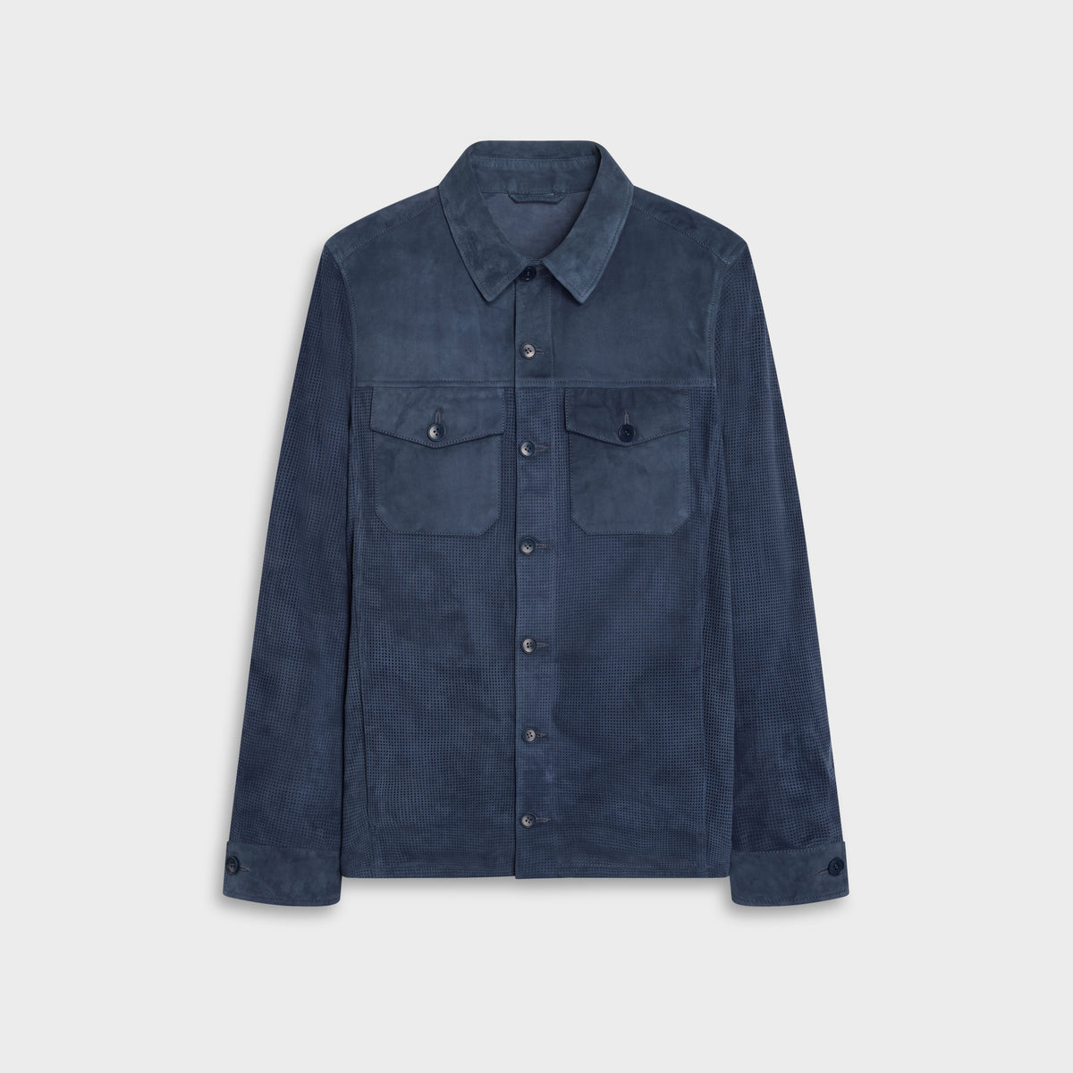 Perforated Suede Shirt Jacket