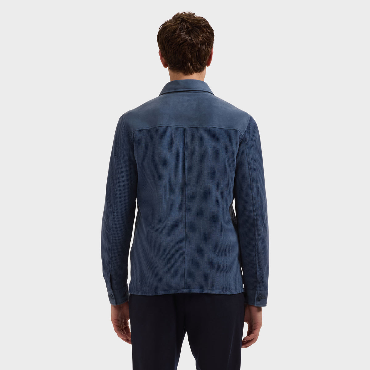 Perforated Suede Shirt Jacket