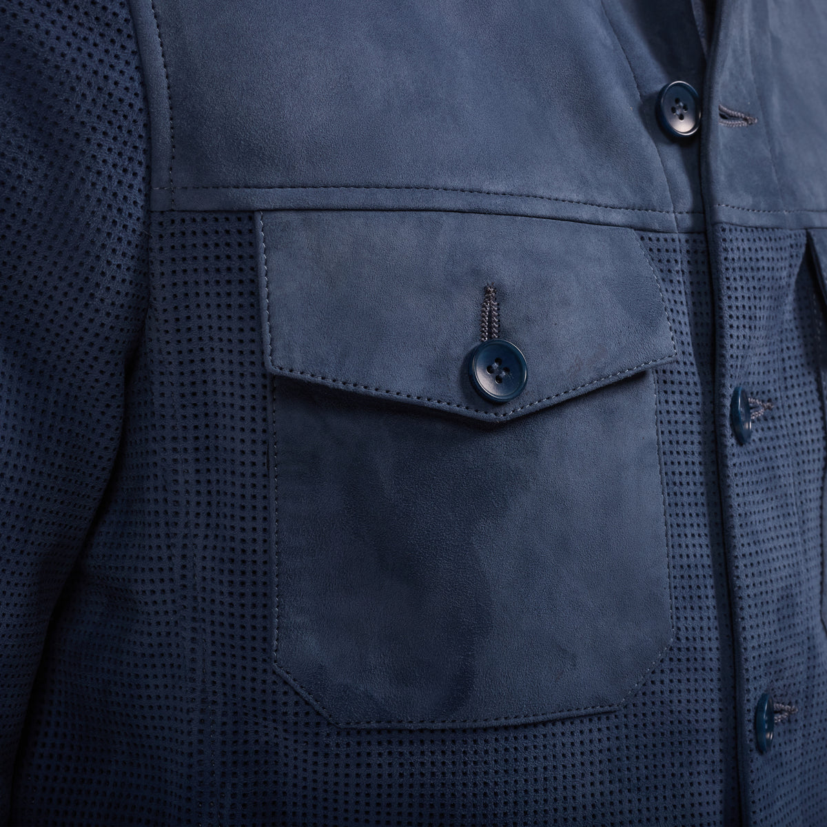 Perforated Suede Shirt Jacket