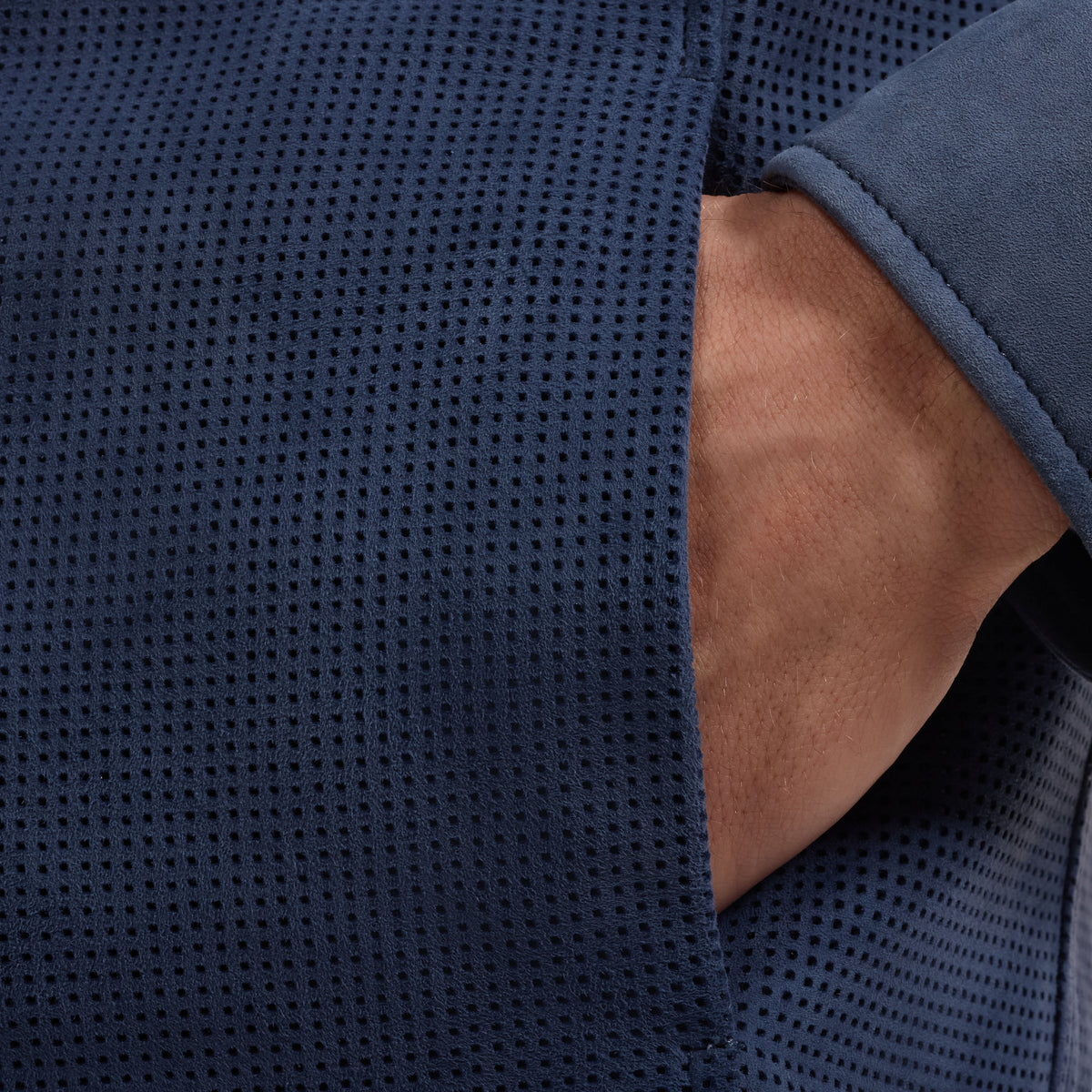 Perforated Suede Shirt Jacket