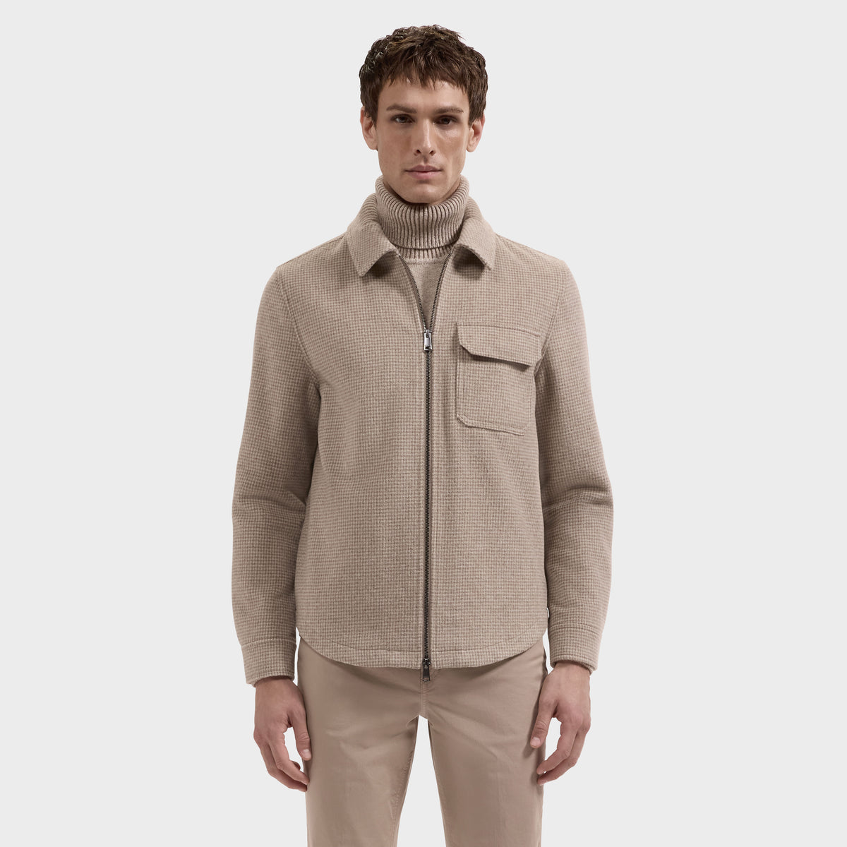 Houndstooth Zip Shirt Jacket