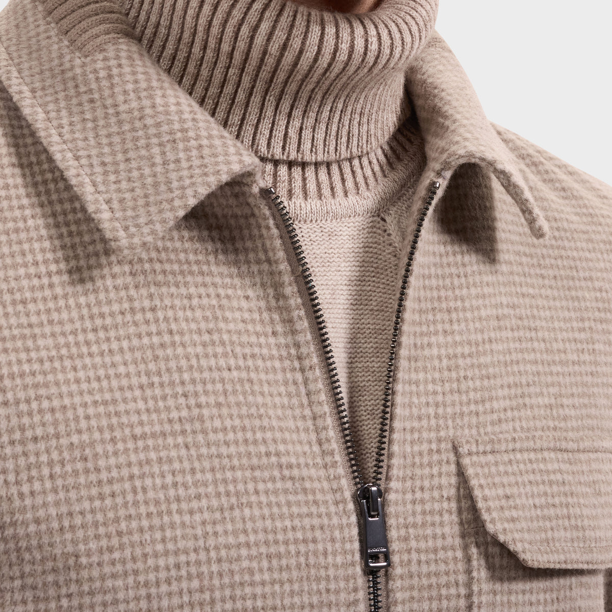 Houndstooth Zip Shirt Jacket