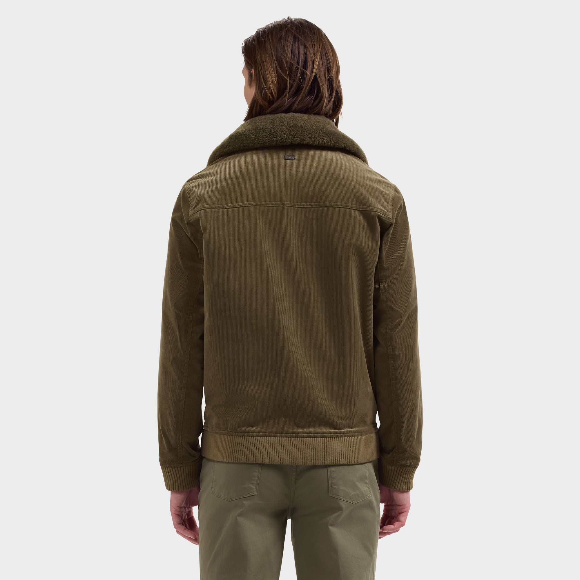 Corduroy Blouson Jacket with Shearling Collar