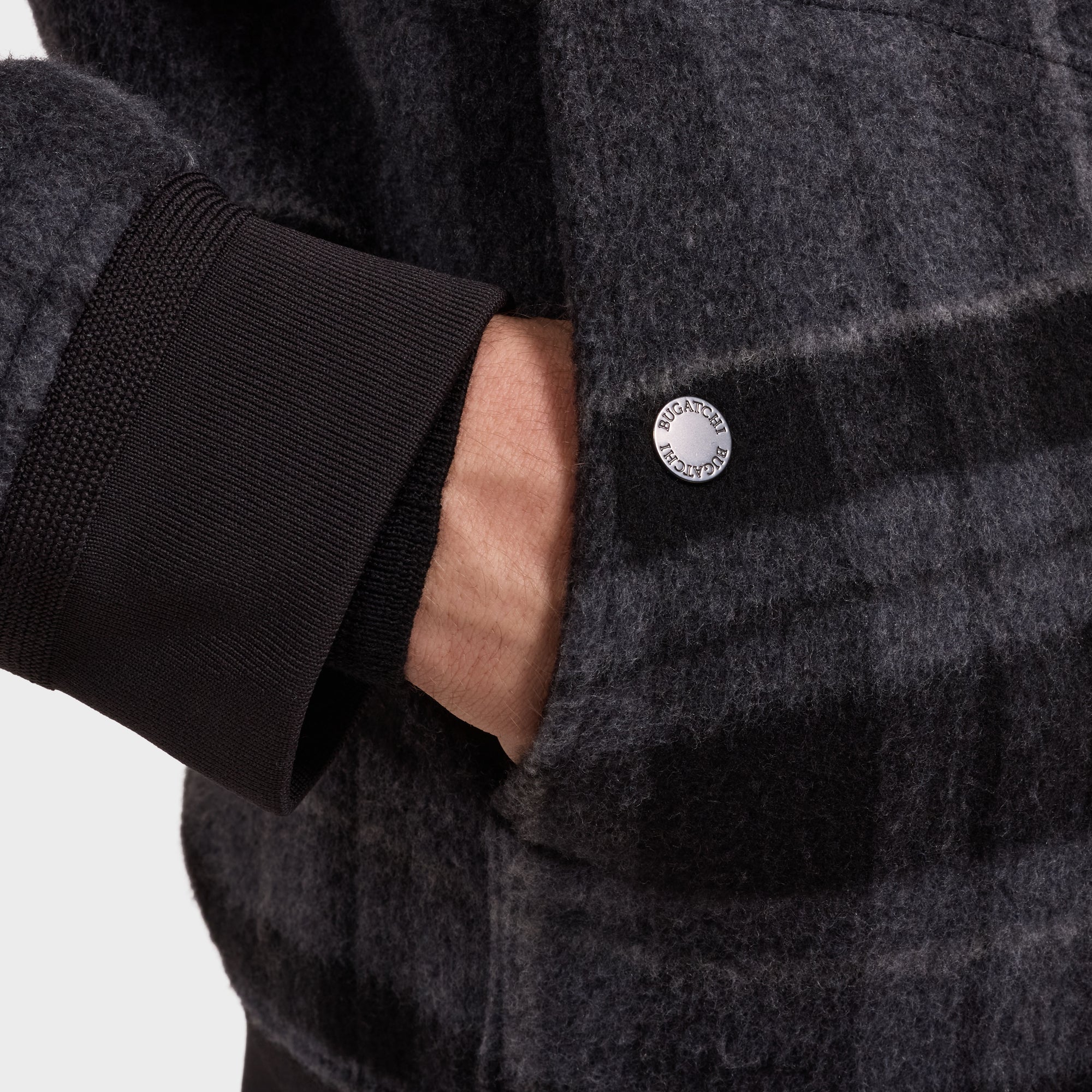 Plaid Bomber Jacket with Shearling Collar