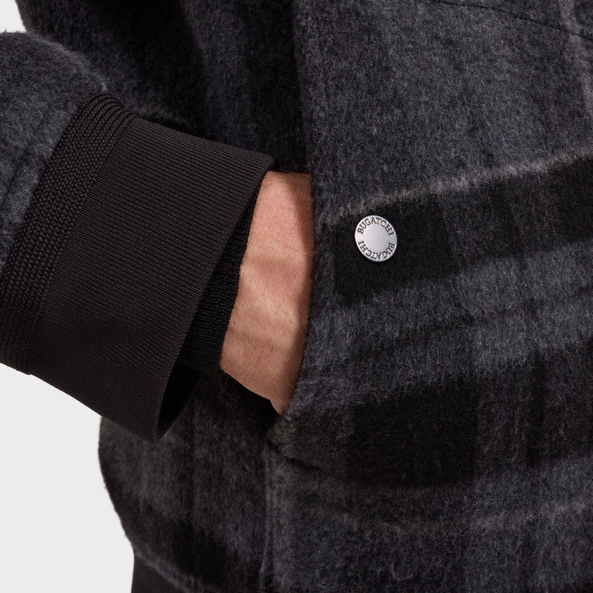 Plaid Bomber Jacket with Shearling Collar