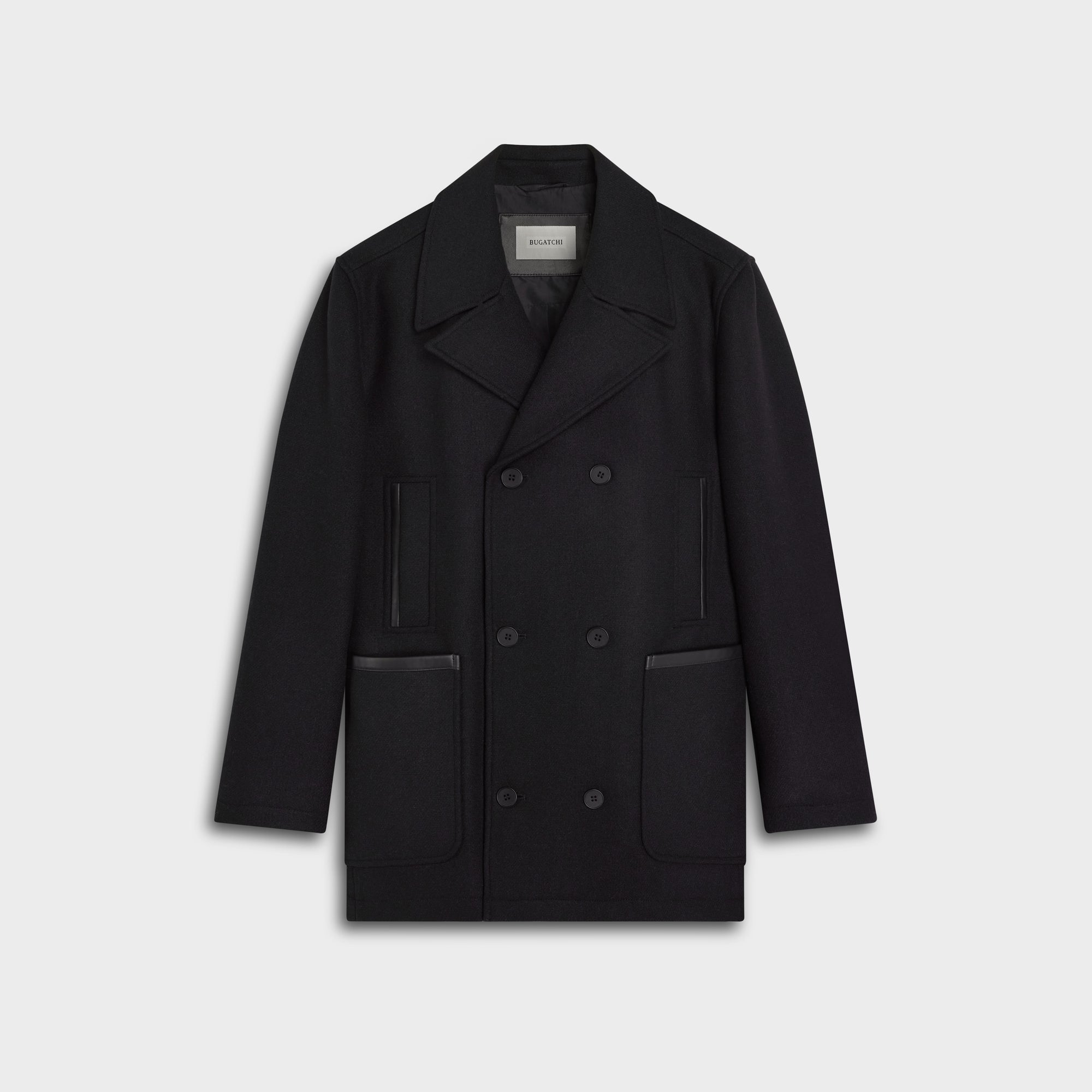 Peacoat with Leather Trim