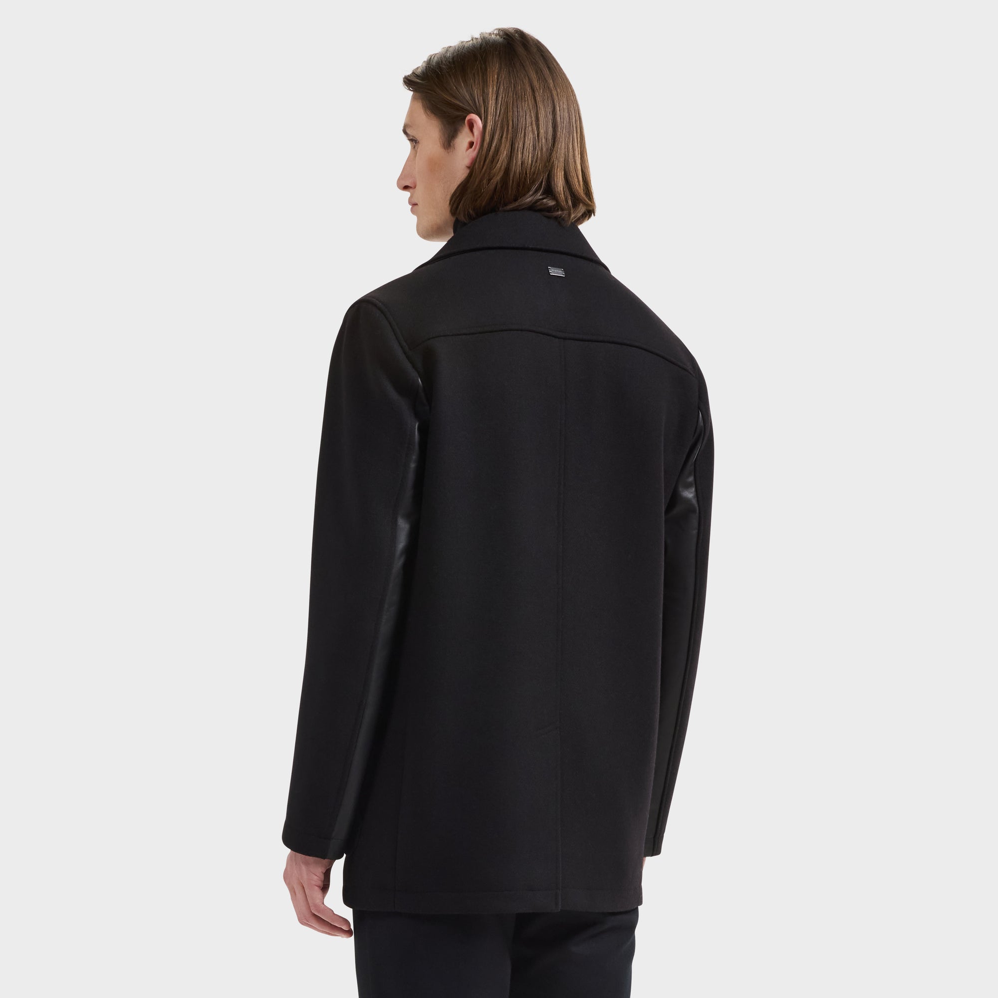 Peacoat with Leather Trim