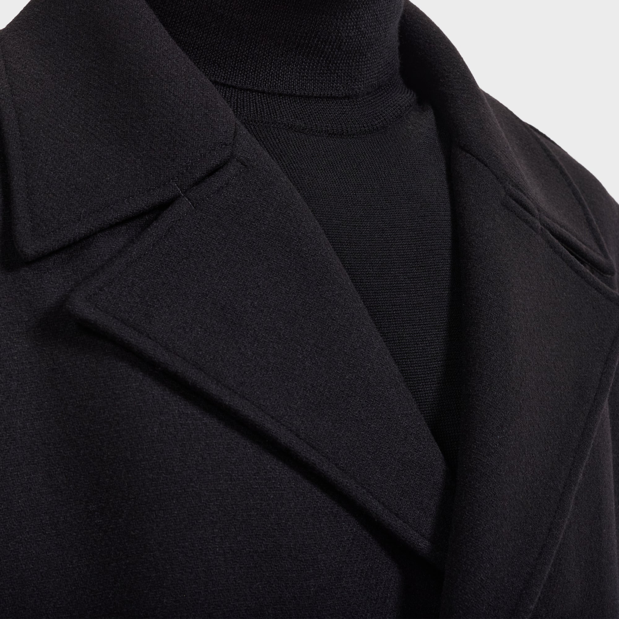 Peacoat with Leather Trim