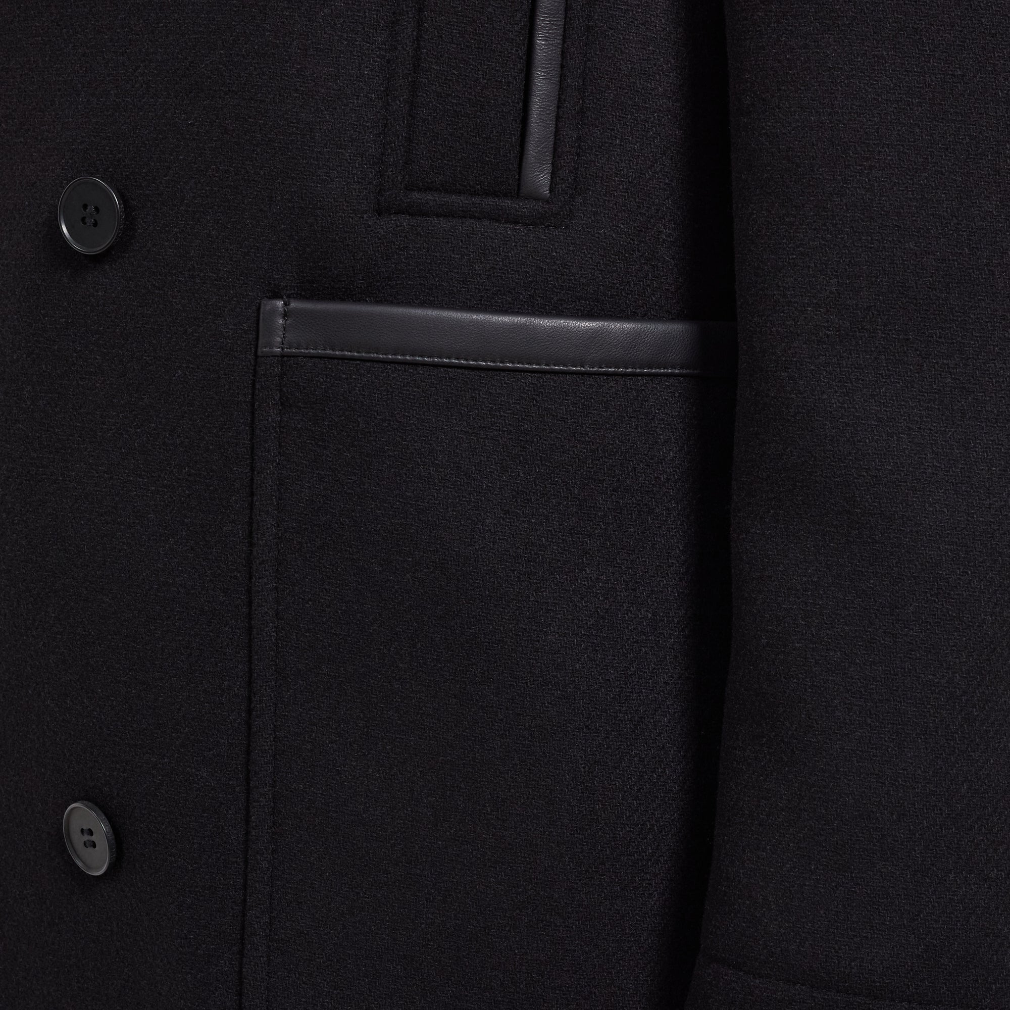 Peacoat with Leather Trim