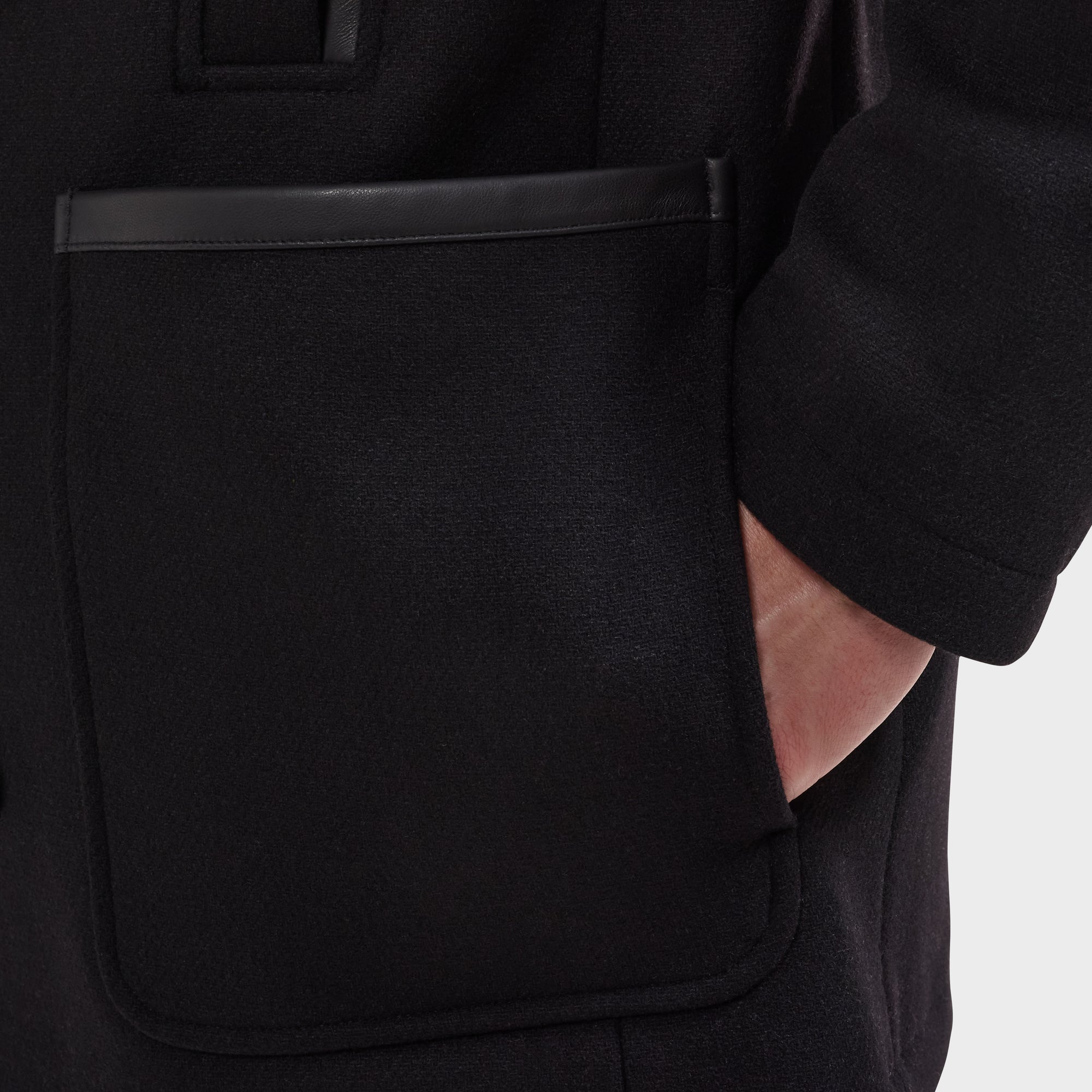 Peacoat with Leather Trim