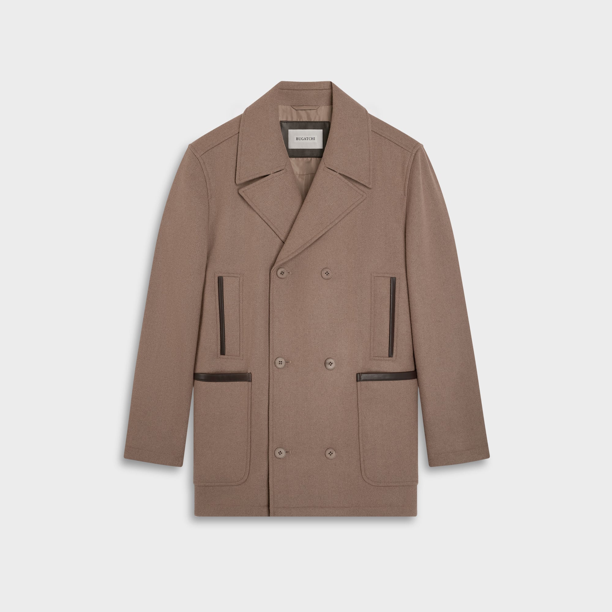 Peacoat with Leather Trim