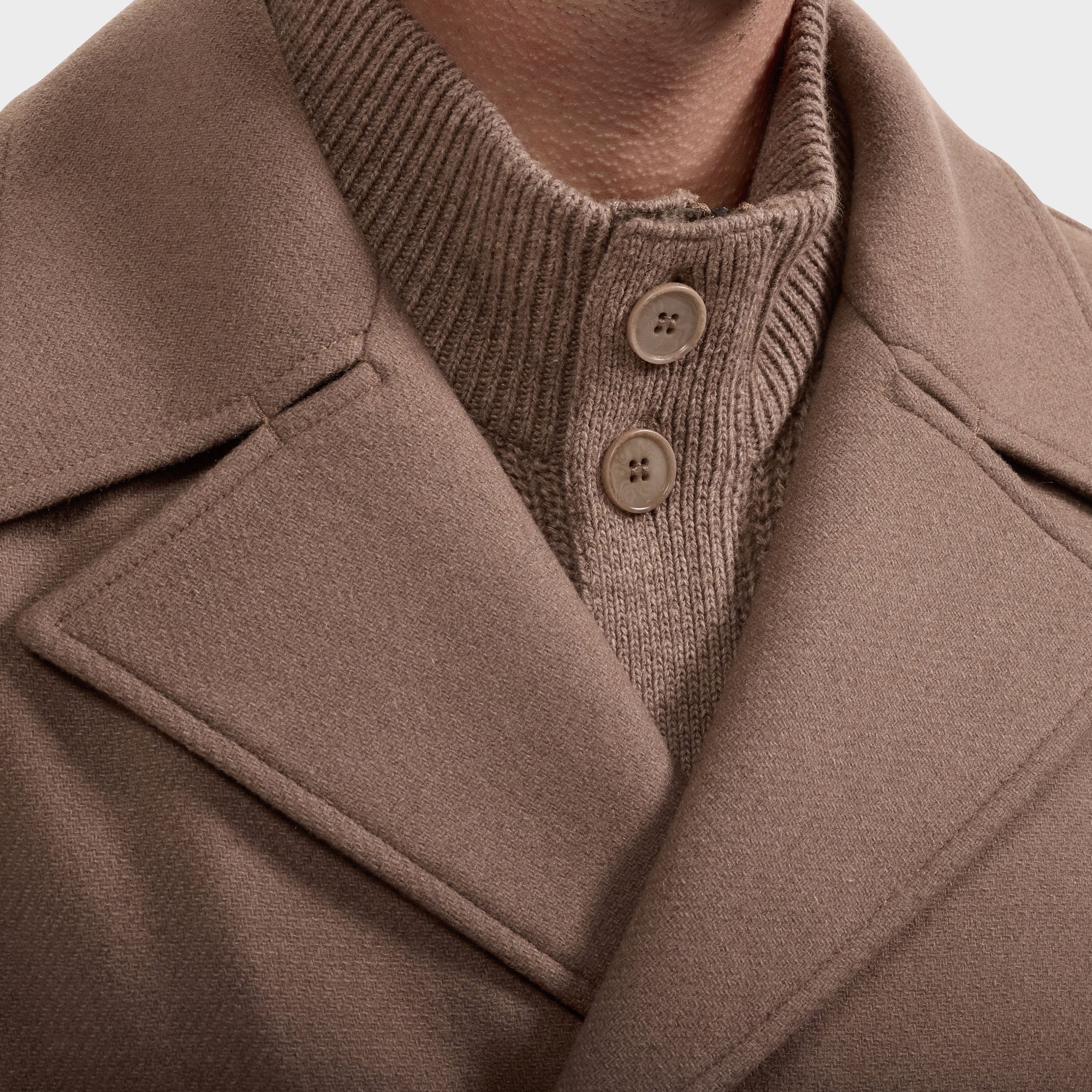 Peacoat with Leather Trim