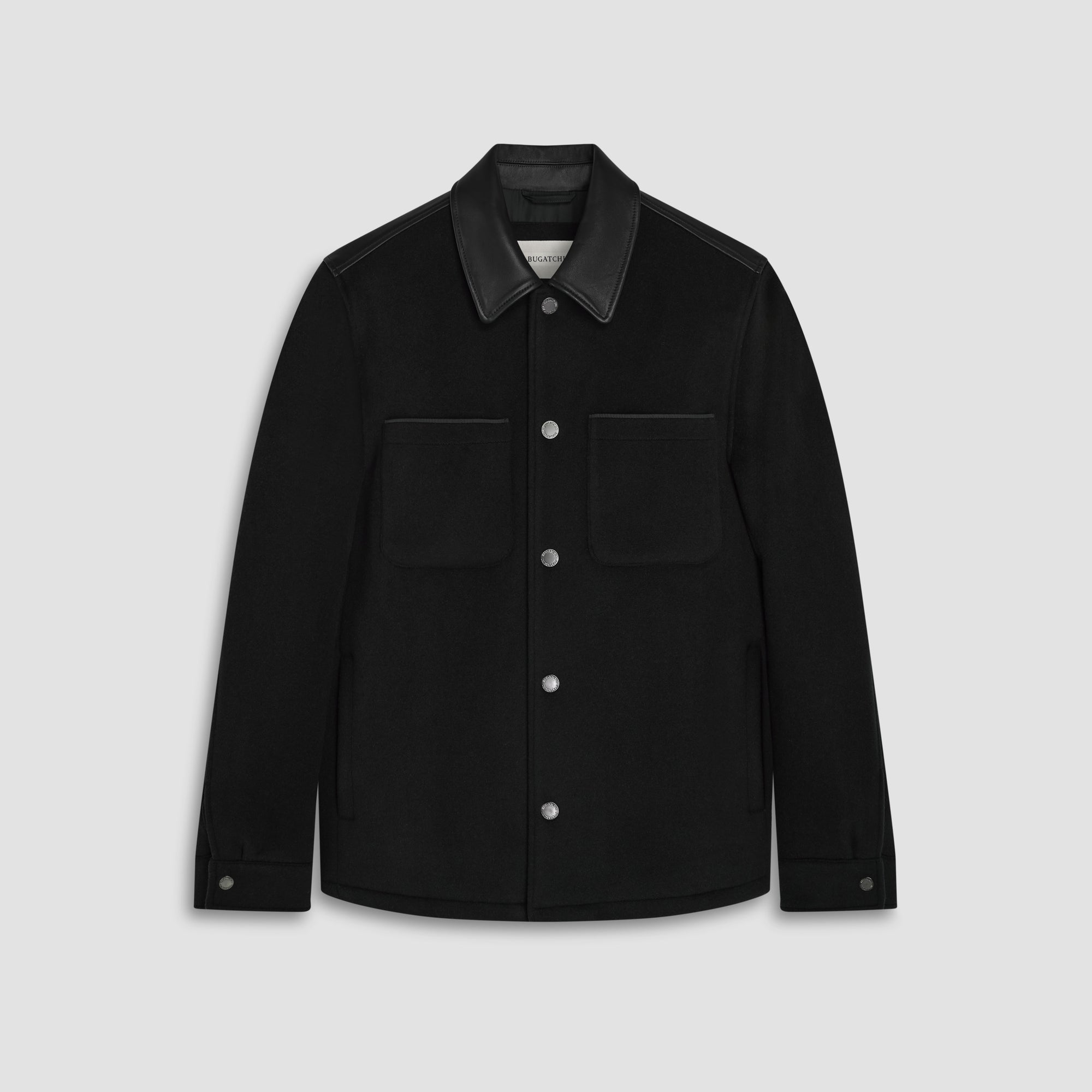 Overshirt Jacket with Leather Trim