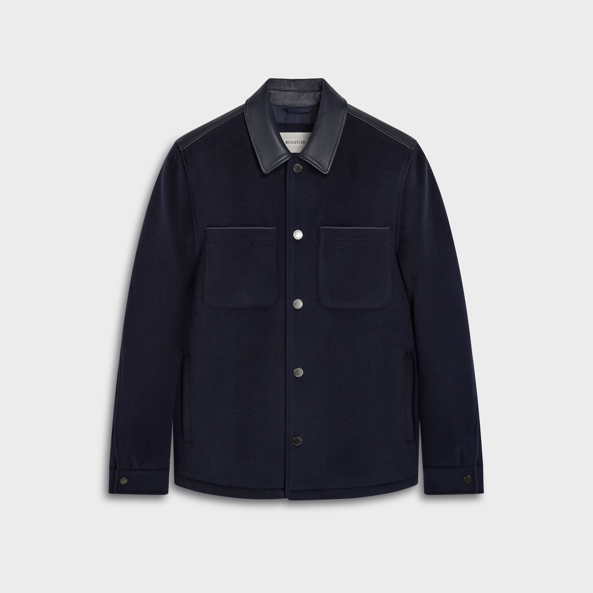 Overshirt Jacket with Leather Trim