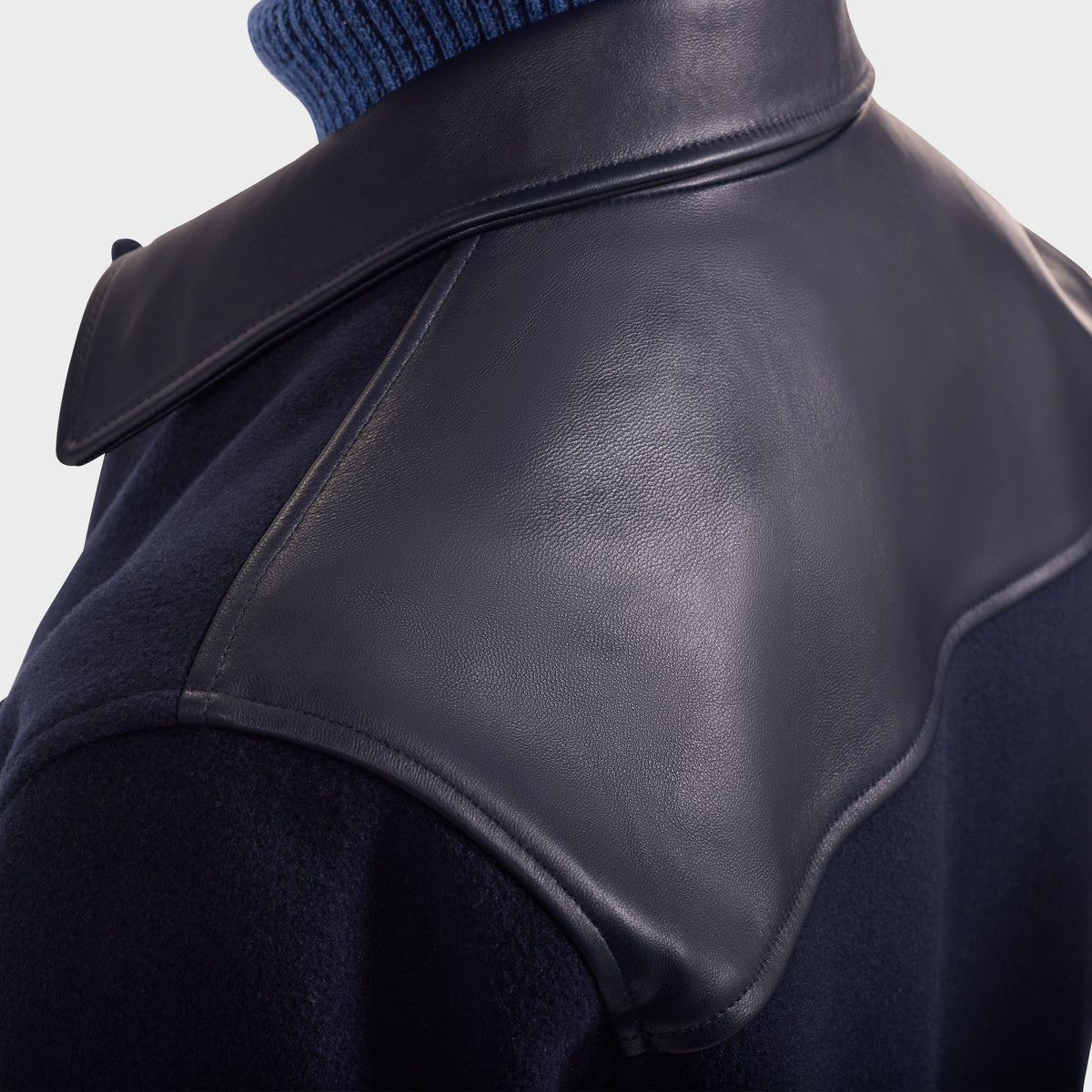 Overshirt Jacket with Leather Trim