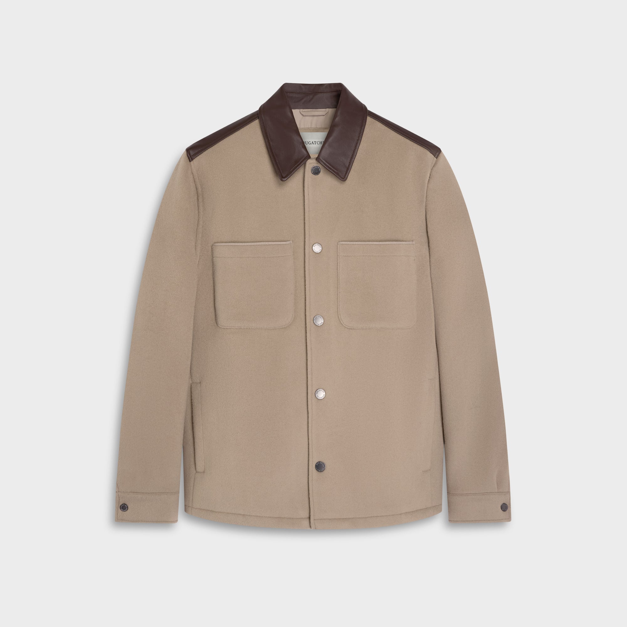 Overshirt Jacket with Leather Trim