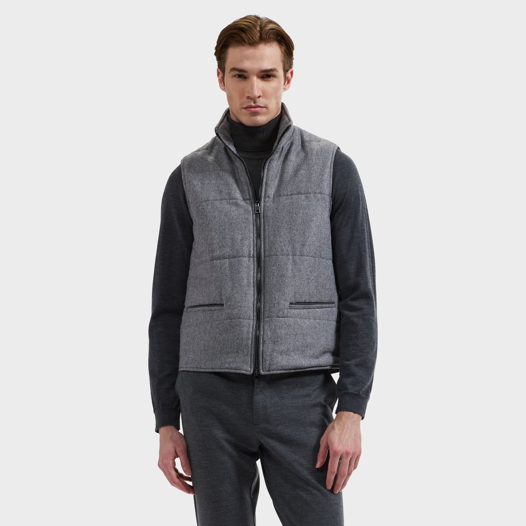 Mini Houndstooth Zip Vest