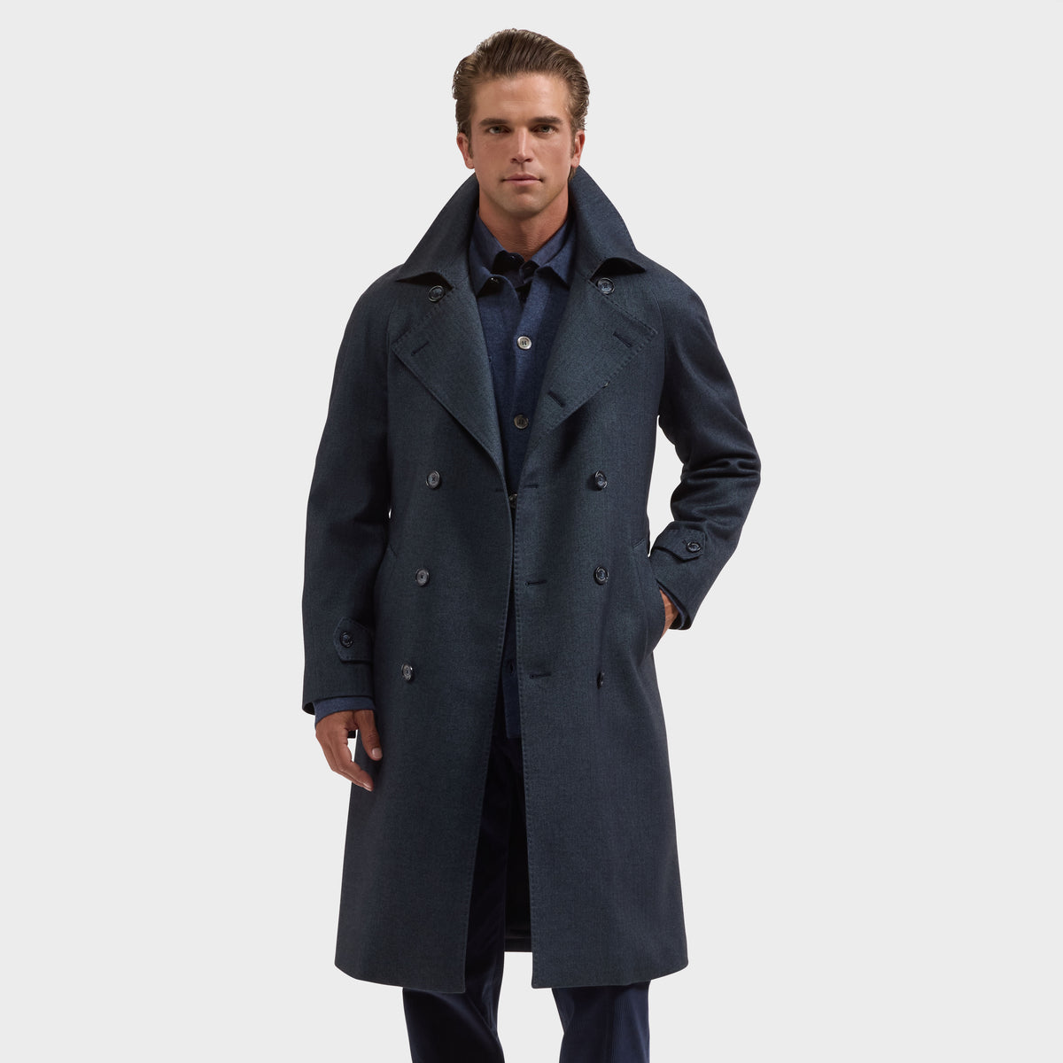 Herringbone Double-Breasted Coat