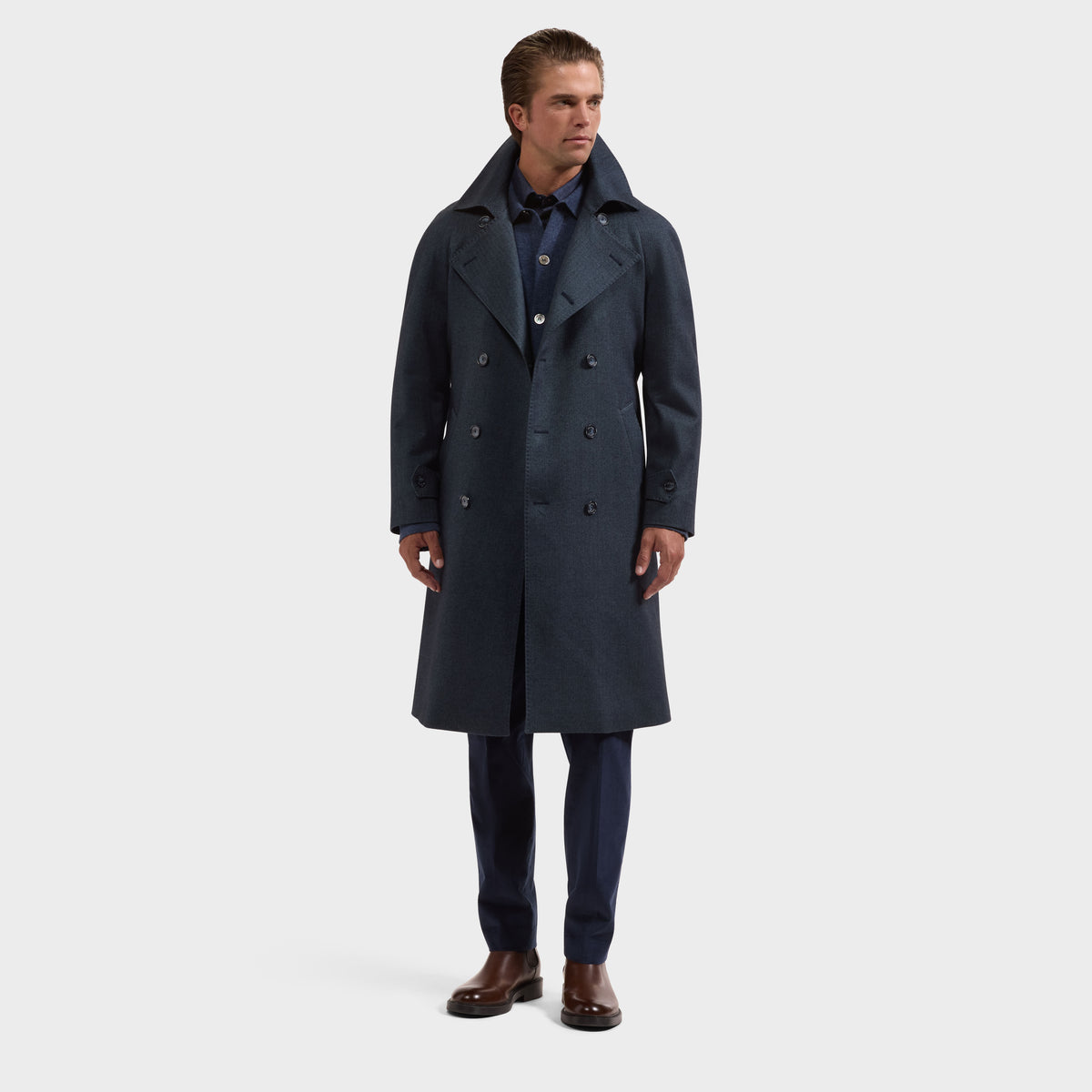 Herringbone Double-Breasted Coat