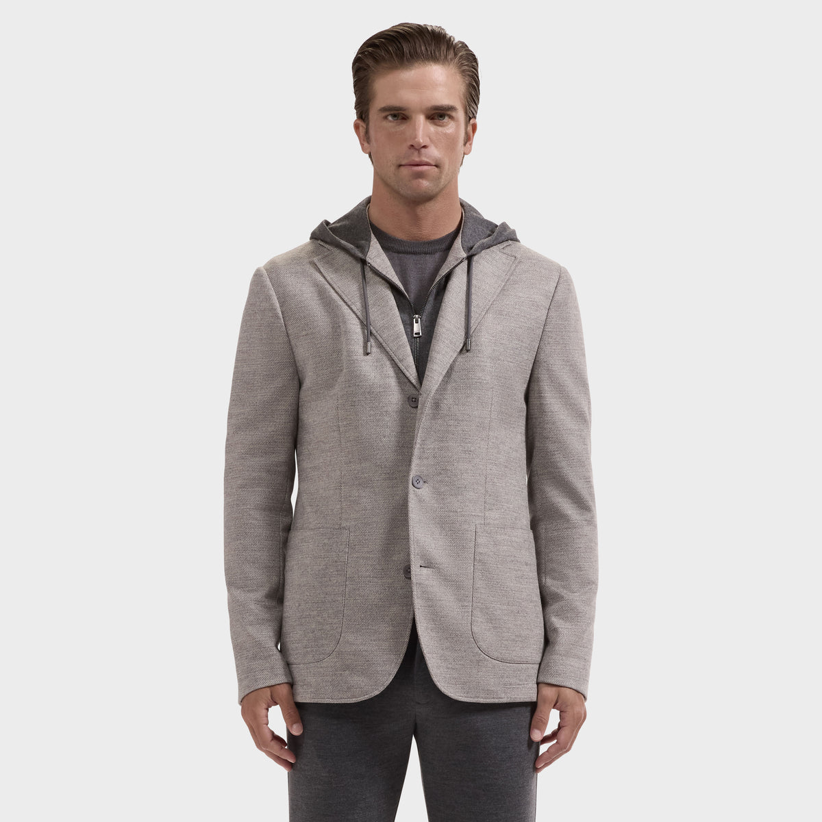Wool Blazer with Removable Hooded Bib