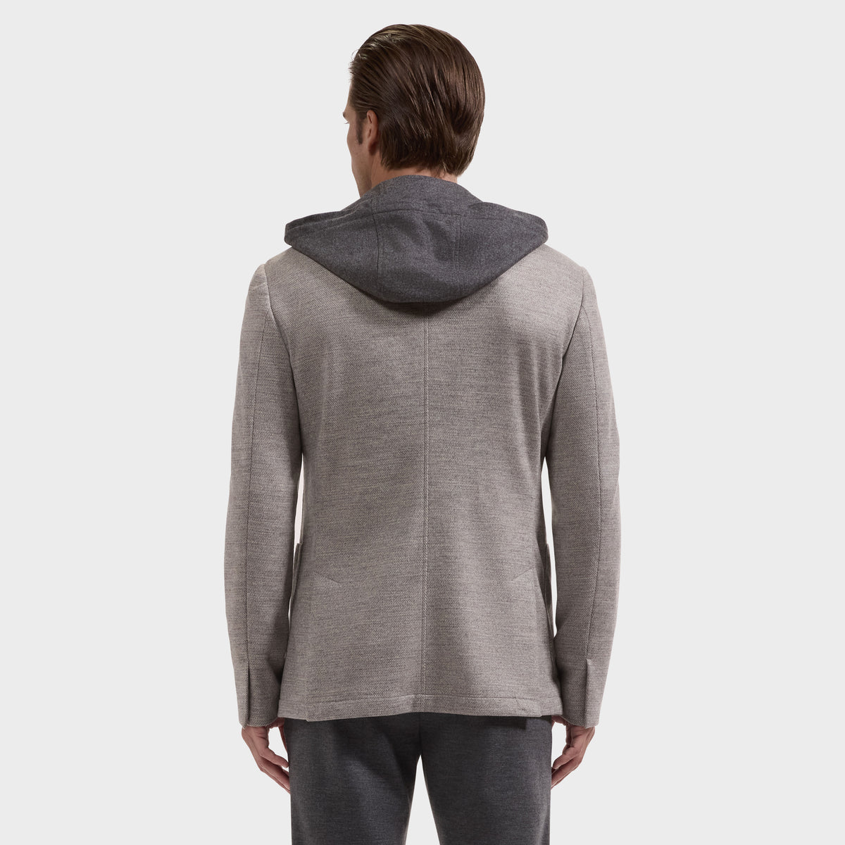 Wool Blazer with Removable Hooded Bib