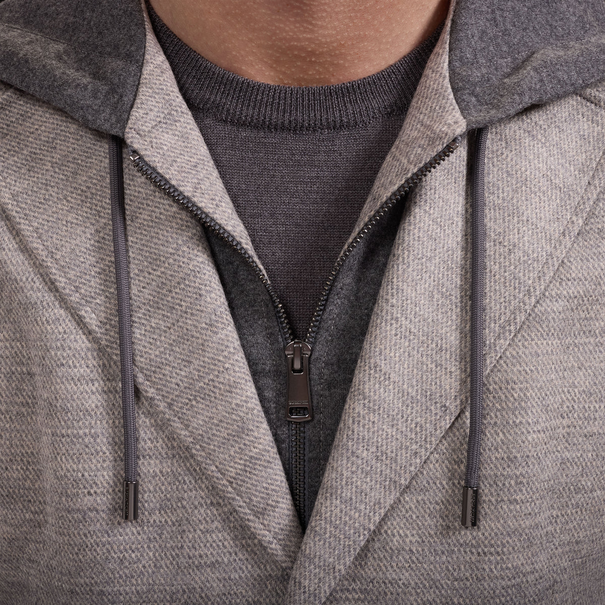 Wool Blazer with Removable Hooded Bib