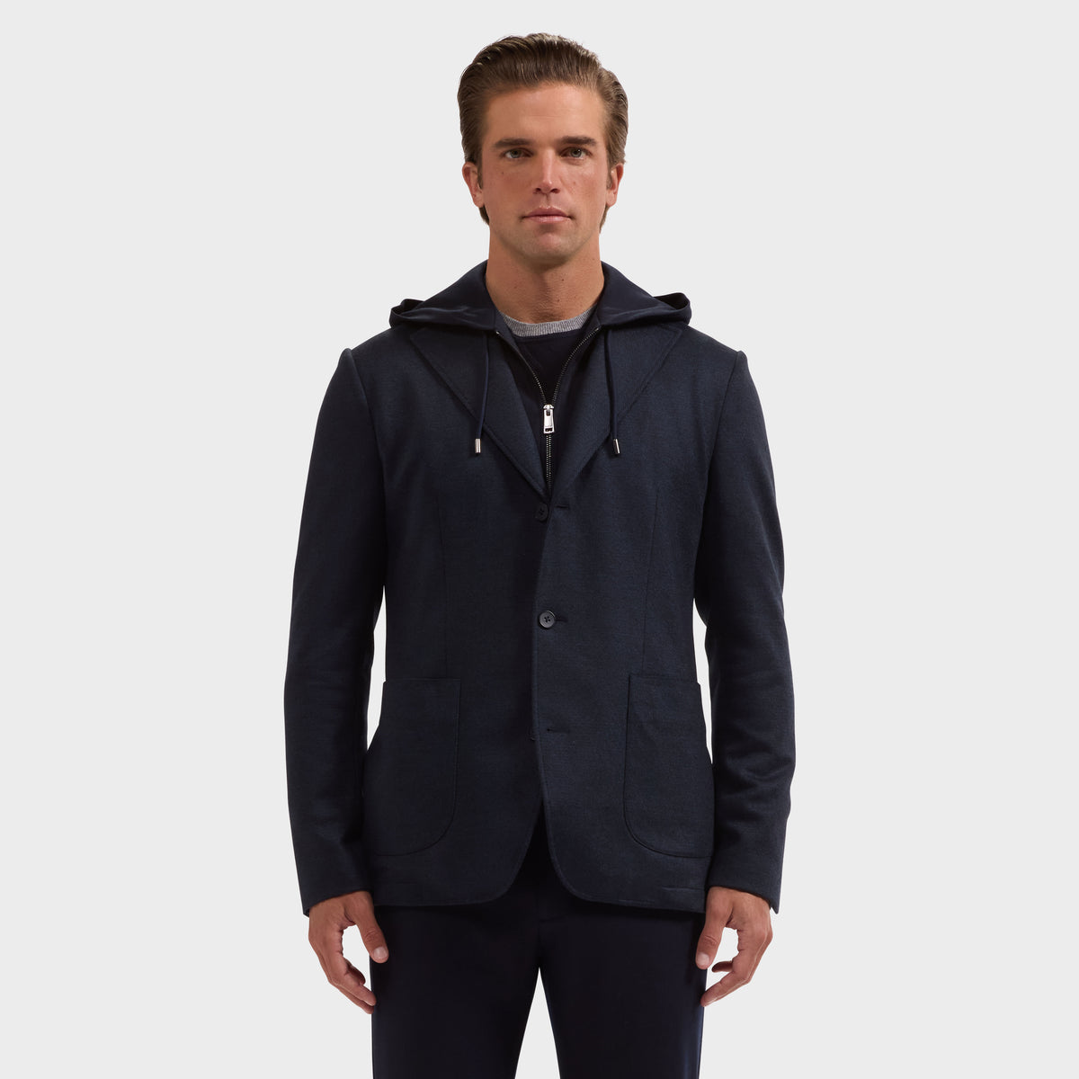 Wool Blazer with Removable Hooded Bib