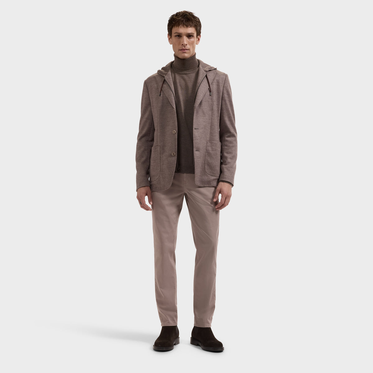Wool Blazer with Removable Hooded Bib