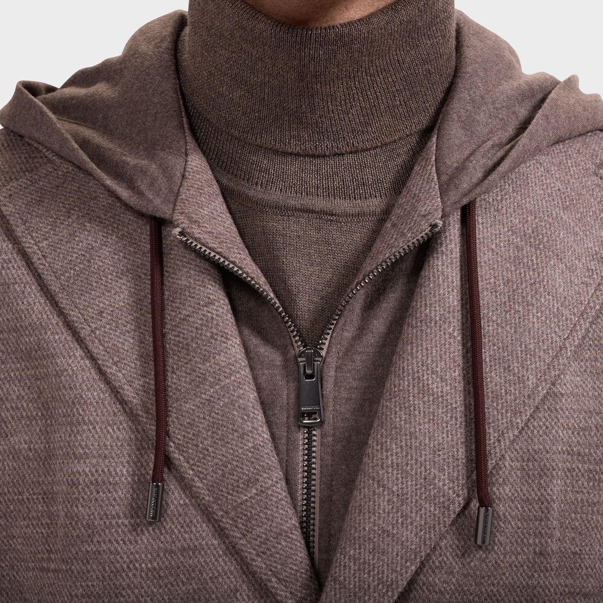 Wool Blazer with Removable Hooded Bib