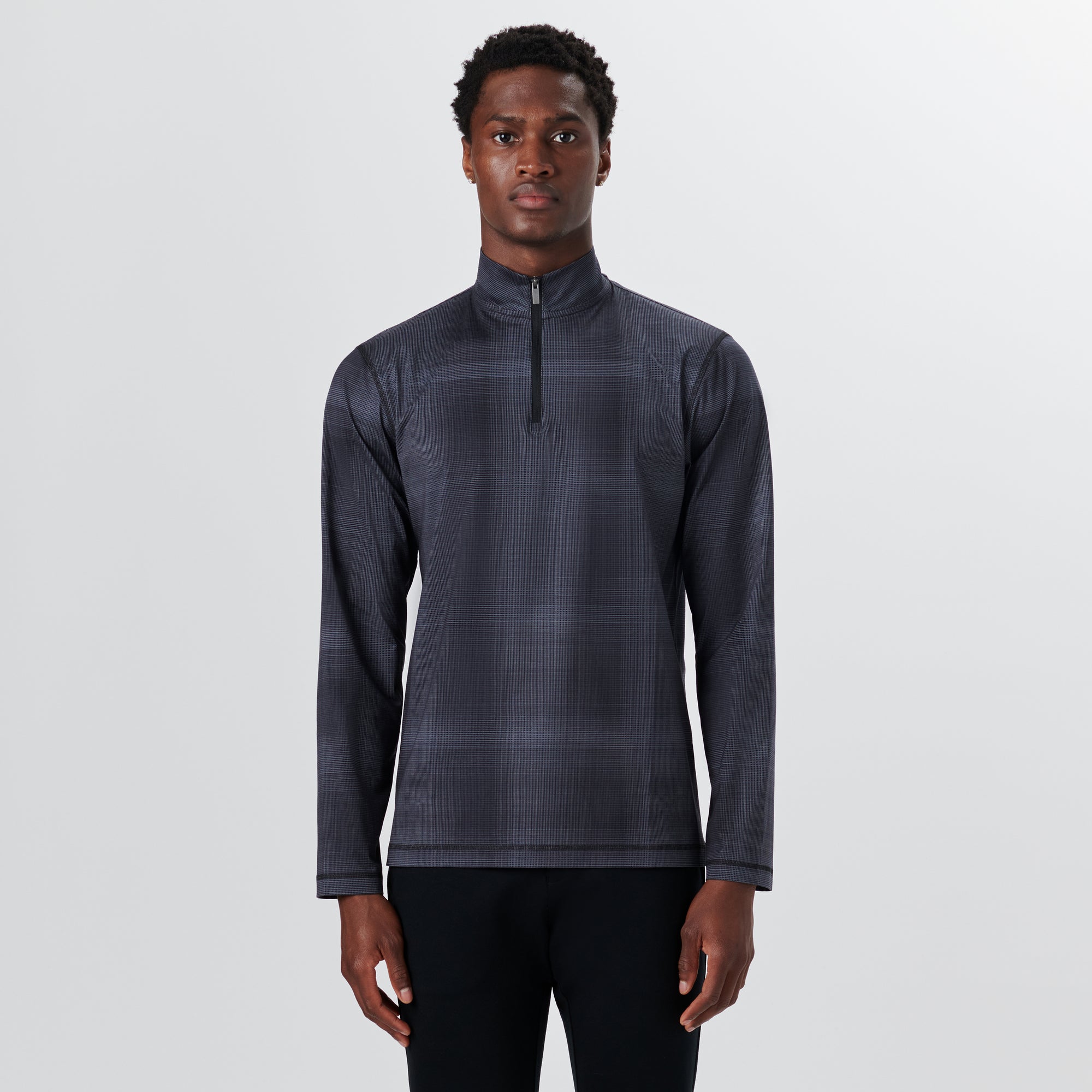 ANTHONY Plaid Check OoohCotton Quarter Zip Pullover