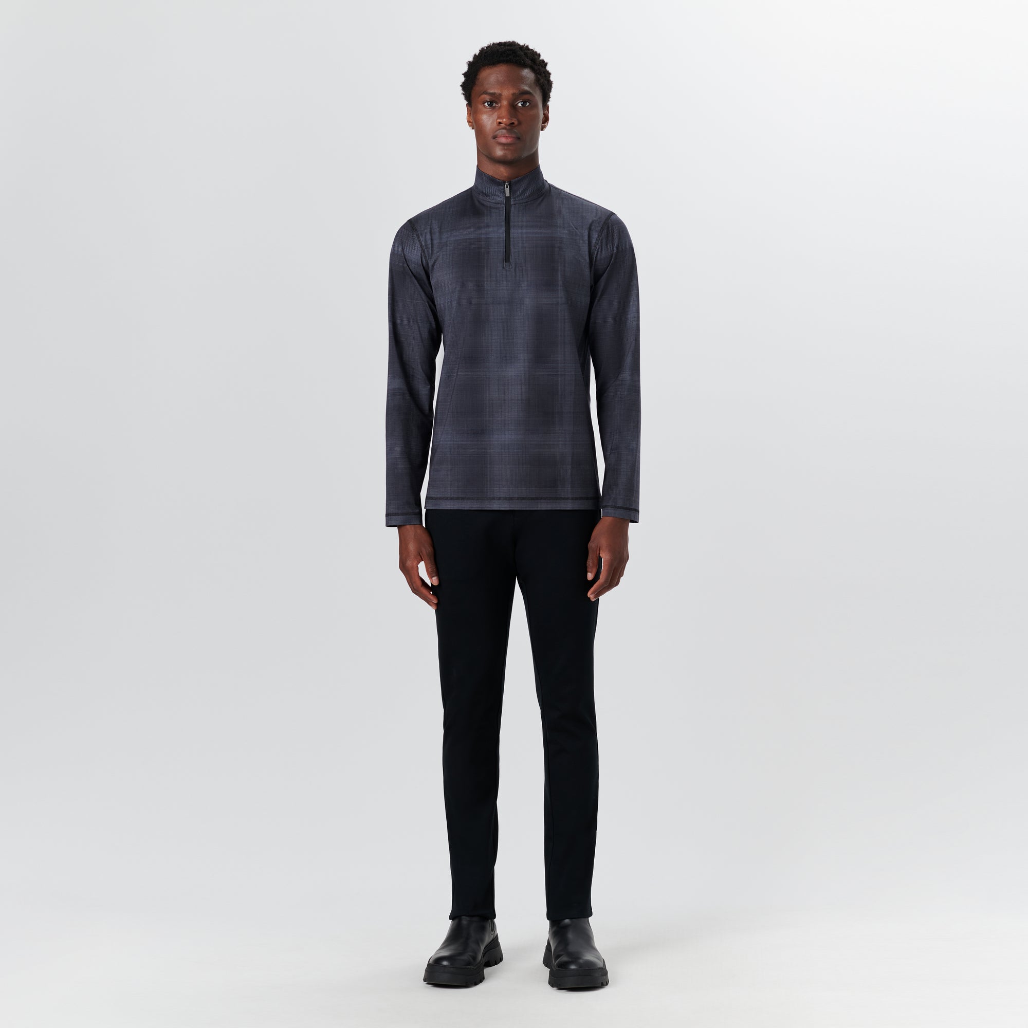 ANTHONY Plaid Check OoohCotton Quarter Zip Pullover