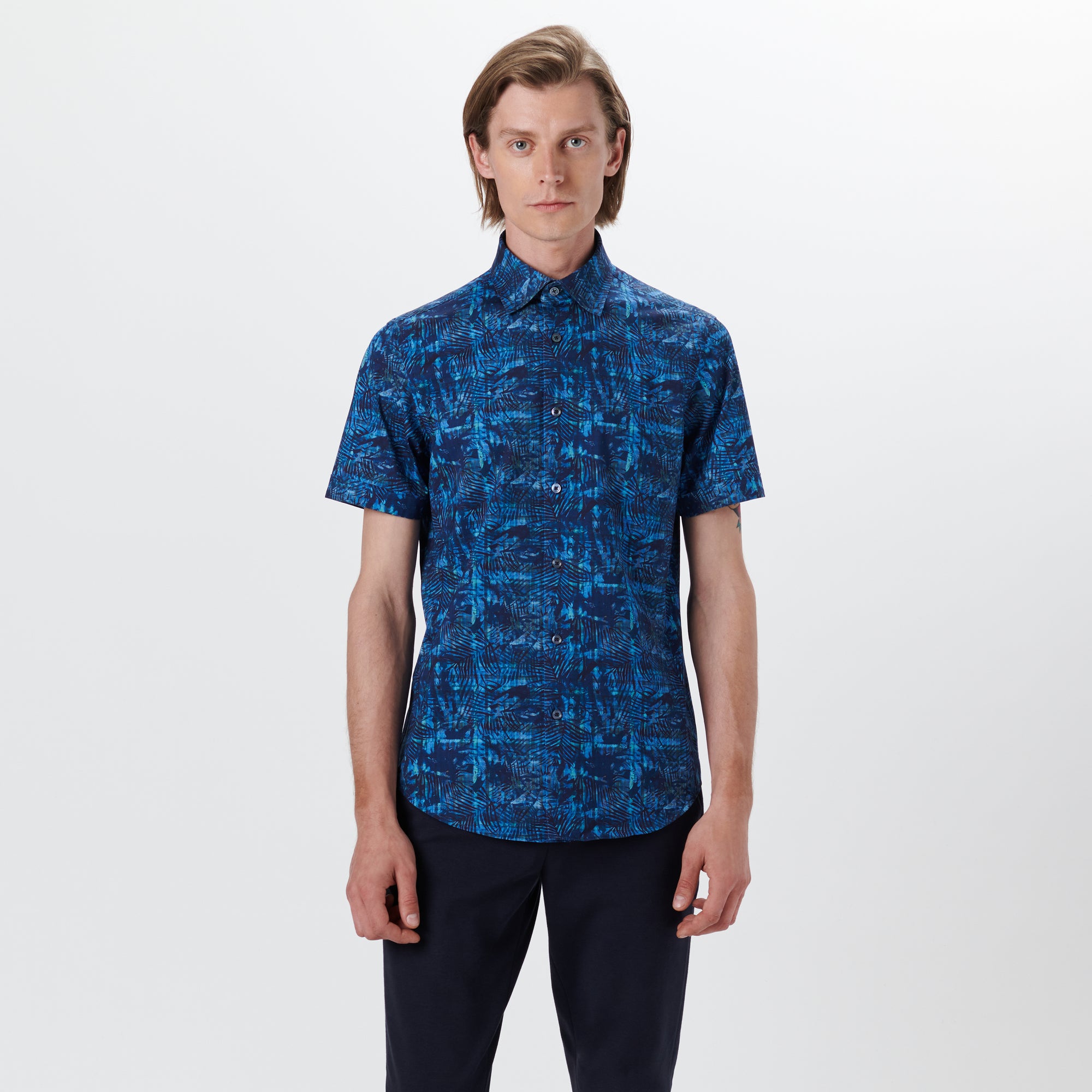 Miles Leaf Print OoohCotton Short Sleeve Shirt