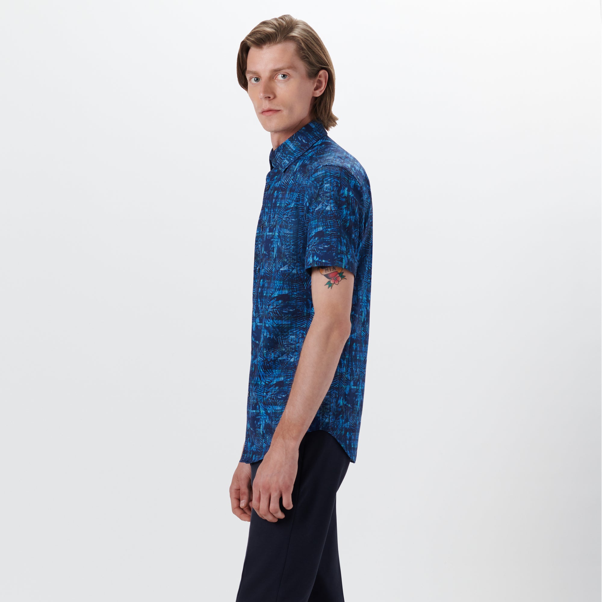 Miles Leaf Print OoohCotton Short Sleeve Shirt