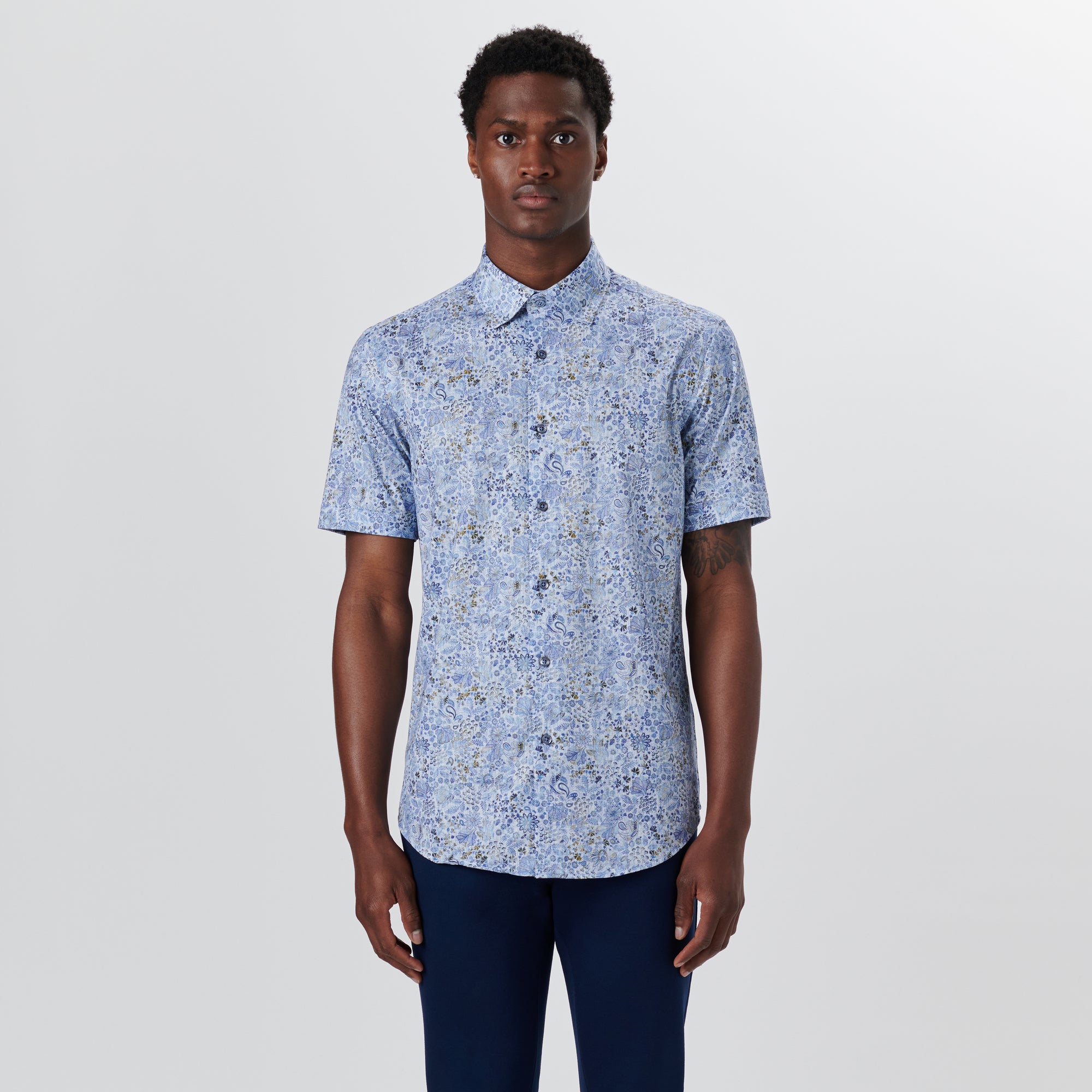 MILES Floral Print OoohCotton Short Sleeve Shirt